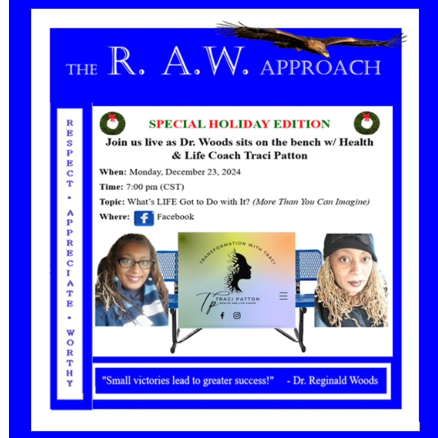 Live w/ Dr. Reginald Woods as We Sit on the Bench w/ Health & Life Coach Traci Patton episode artwork