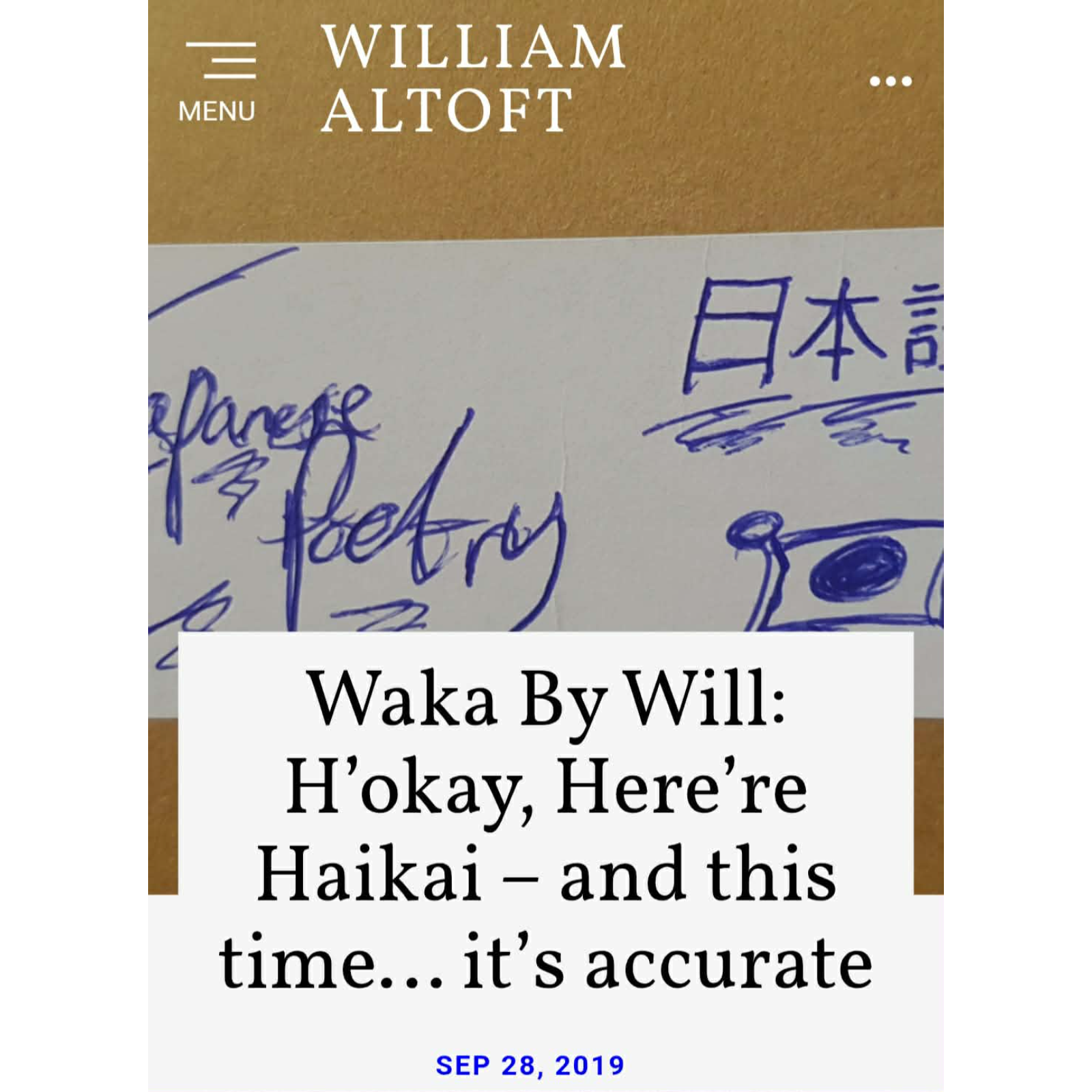 Poem #98 - Waka By Will: H’okay, Here’re Haikai – and this time… it’s accurate episode artwork