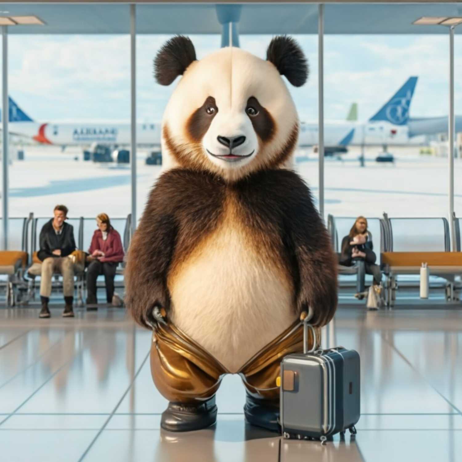 פנדה מבקרת בשדה התעופה 🐼