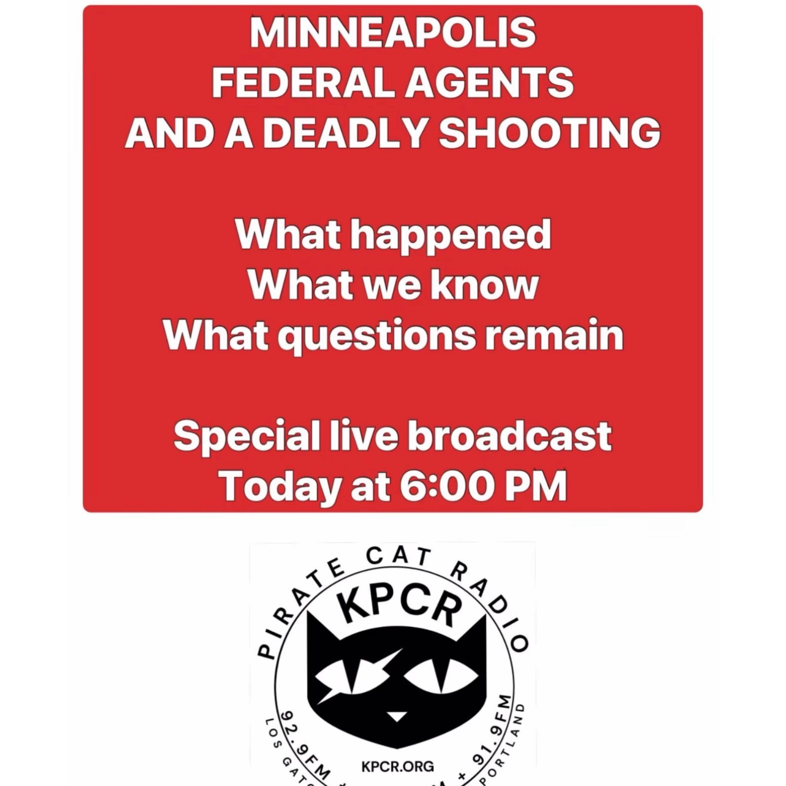 KPCR Community Special Reports #3 1-24-2026 - Minneapolis, Federal Agents, and a Deadly Shooting  episode artwork