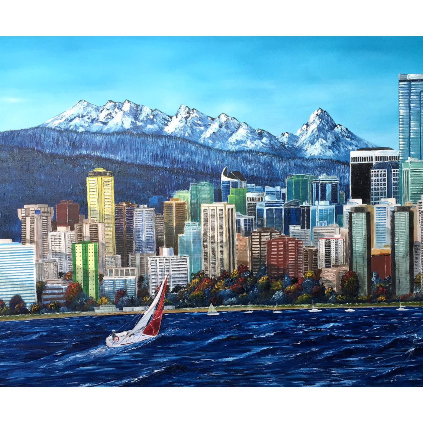 "Vancouver from Spanish Banks Beach" Painting by artist Graham Watts