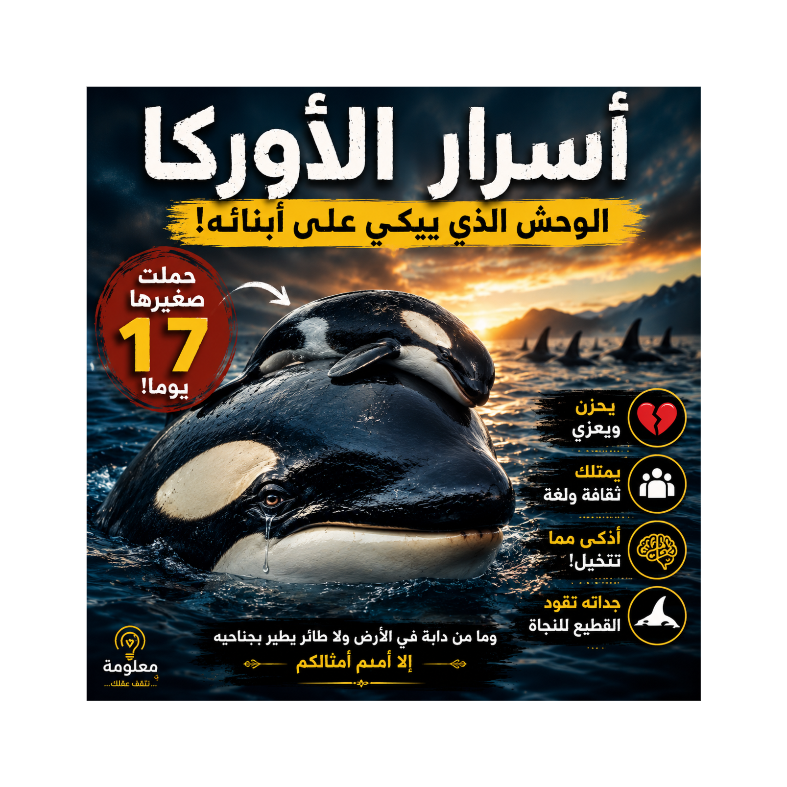 الأوركا: الحوت القاتل الذي يحزن على أبنائه