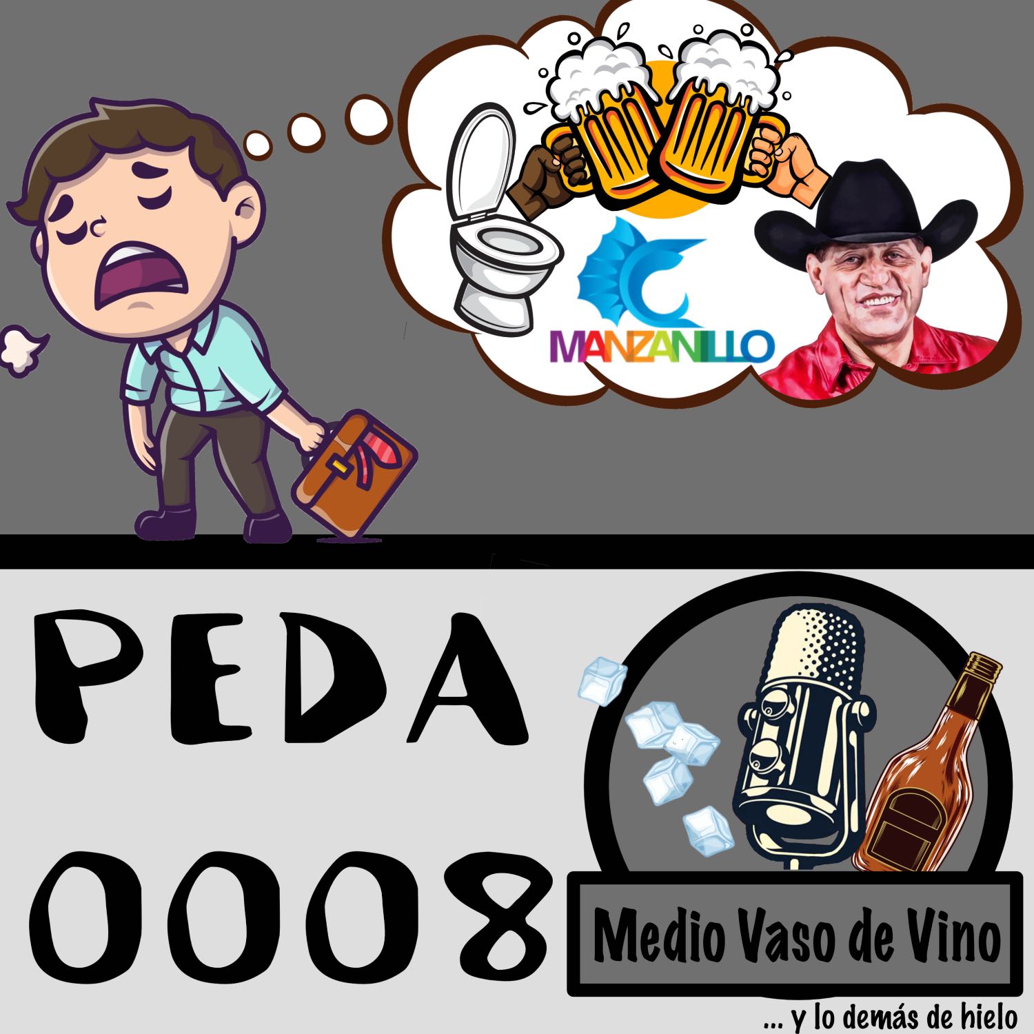 Medio vaso de vino y lo demás de hielo
