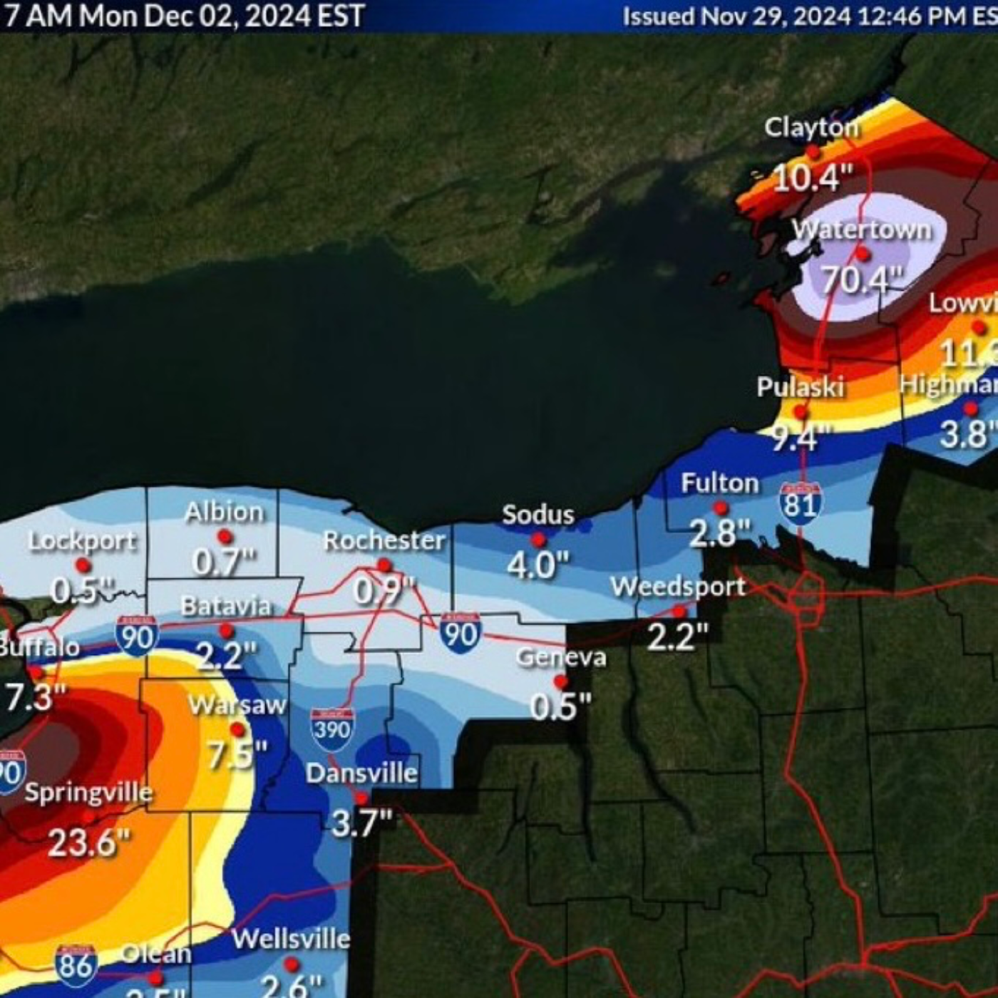 Lake Effect: 6 Feet of Snow Forecast for Watertown, NY