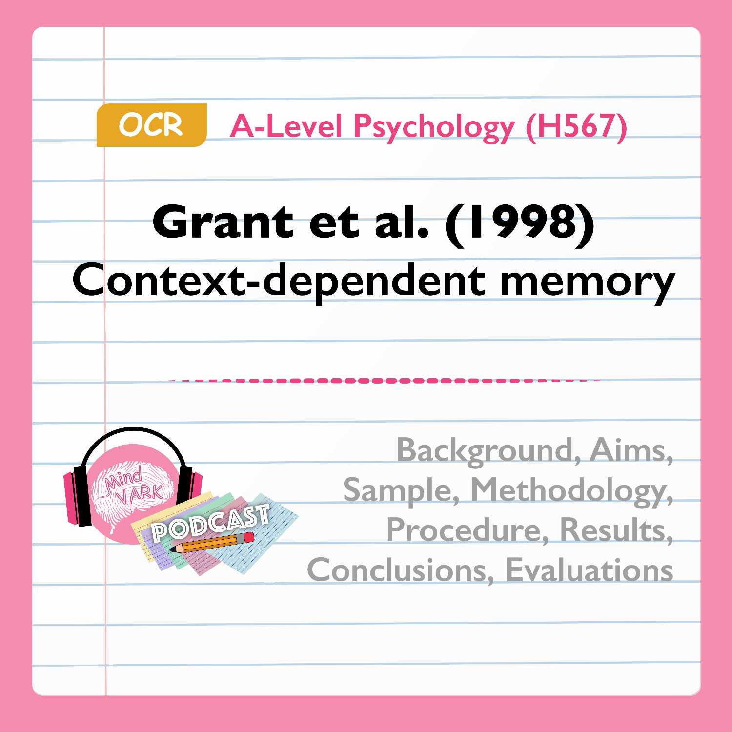 Grant et al. (1998) Context-dependent memory | OCR A-Level Psychology (H567)