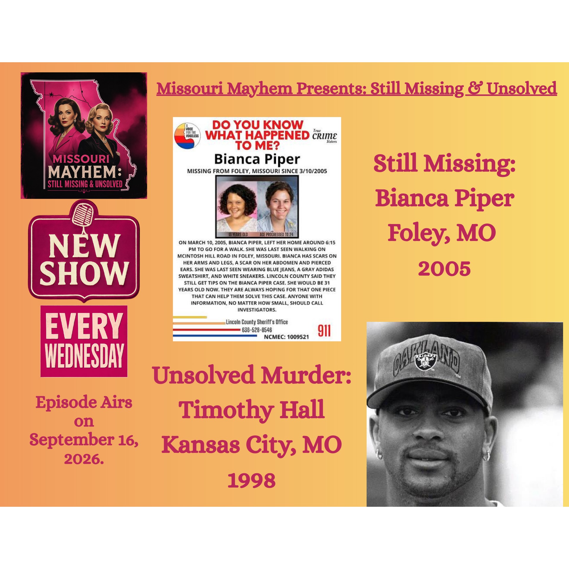 Still Missing & Unsolved: Bianca Piper (2005) & Timothy Hall (1998) episode artwork