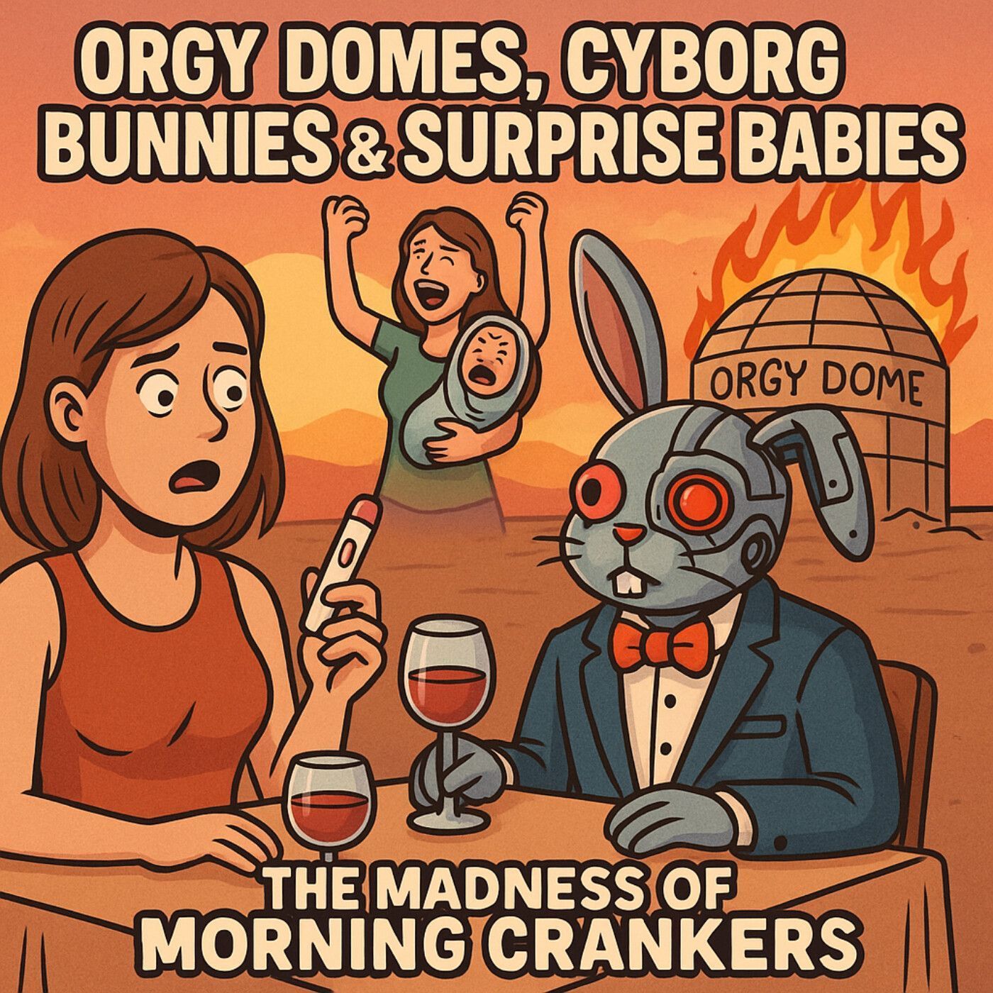 Orgy Domes, Cyborg Bunnies & Surprise Babies: The Madness of Morning Crankers” episode artwork