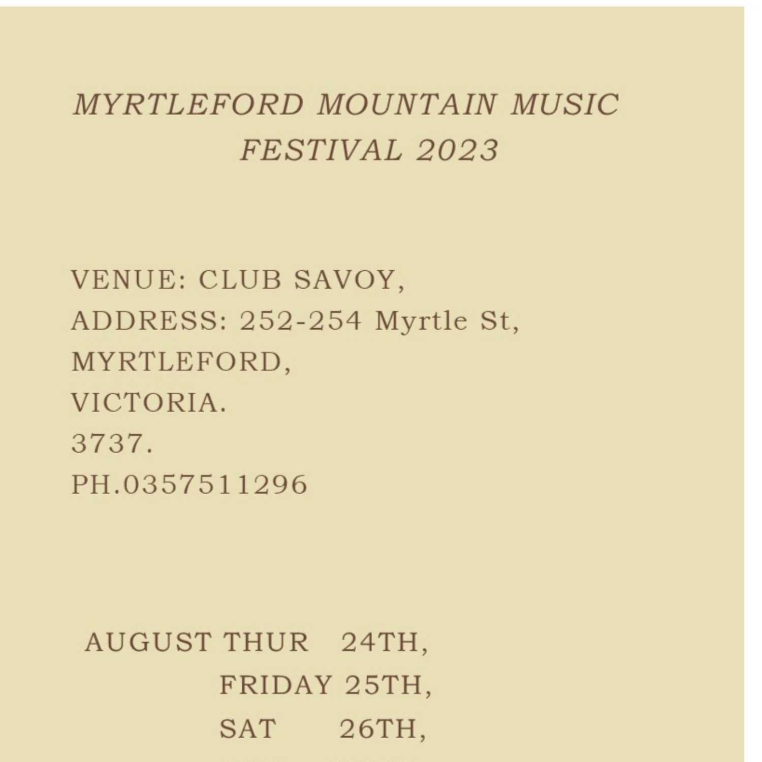 Myrtleford Mountain Music Festival 