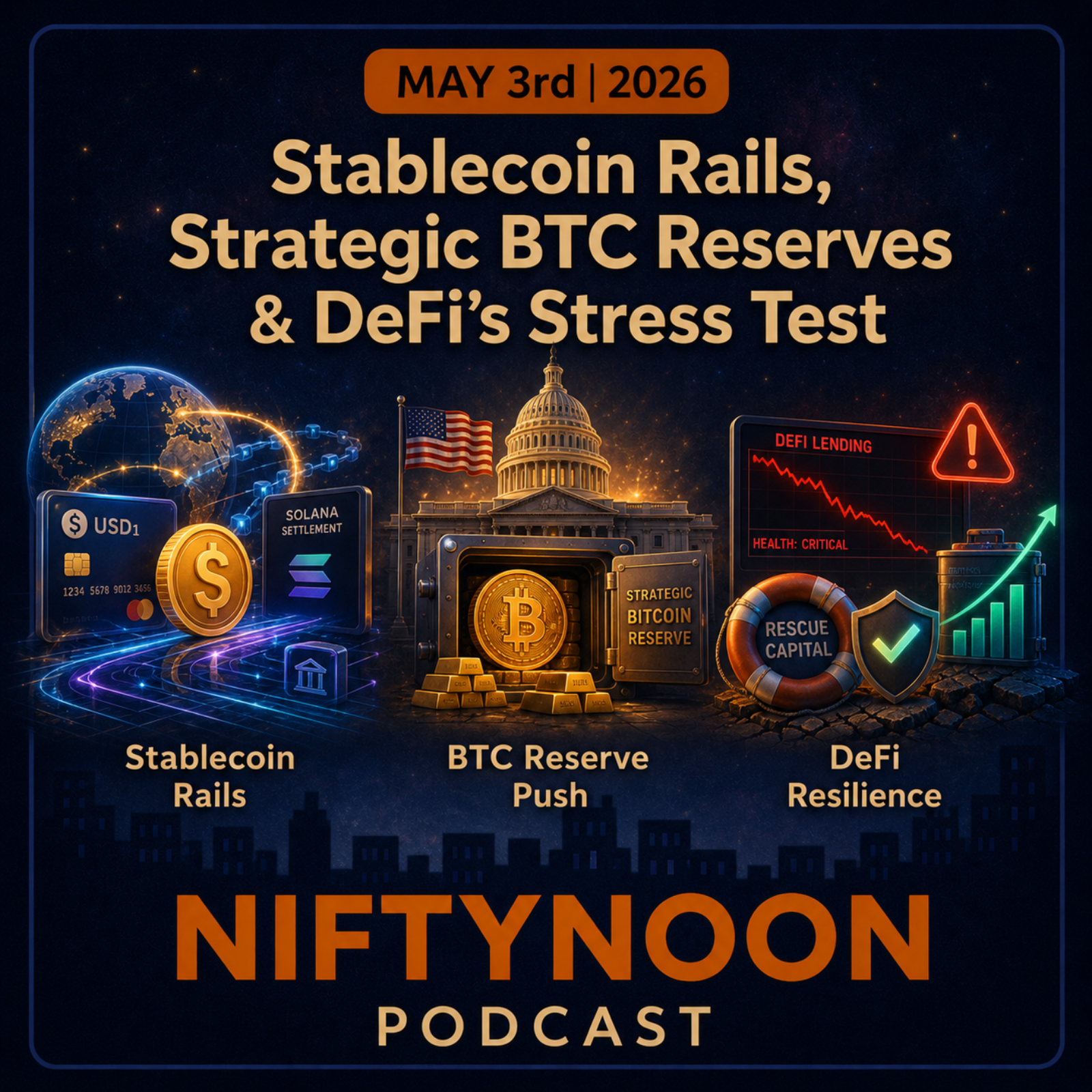 Stablecoin Rails, Strategic BTC Reserves & DeFi's Stress Test episode artwork