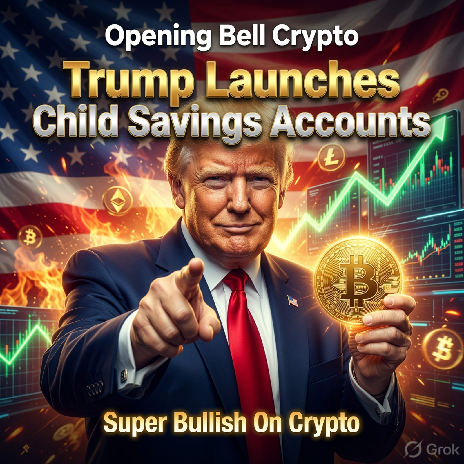 Opening Bell Crypto: Trump Launches Child Savings Accounts & Goes Super Bullish on Crypto episode artwork
