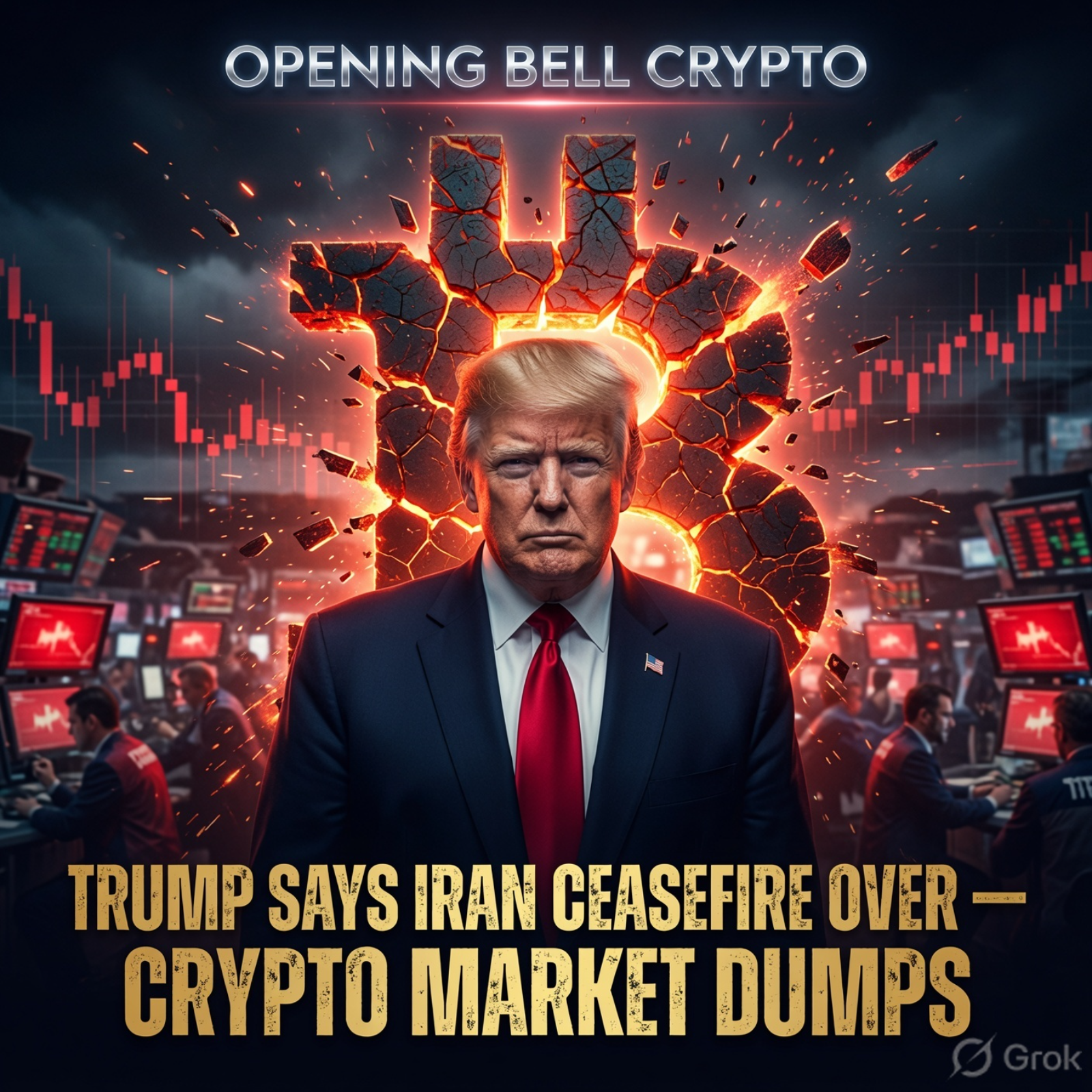 Opening Bell Crypto: Trump Says Iran Ceasefire Over, Crypto Market Dumps episode artwork