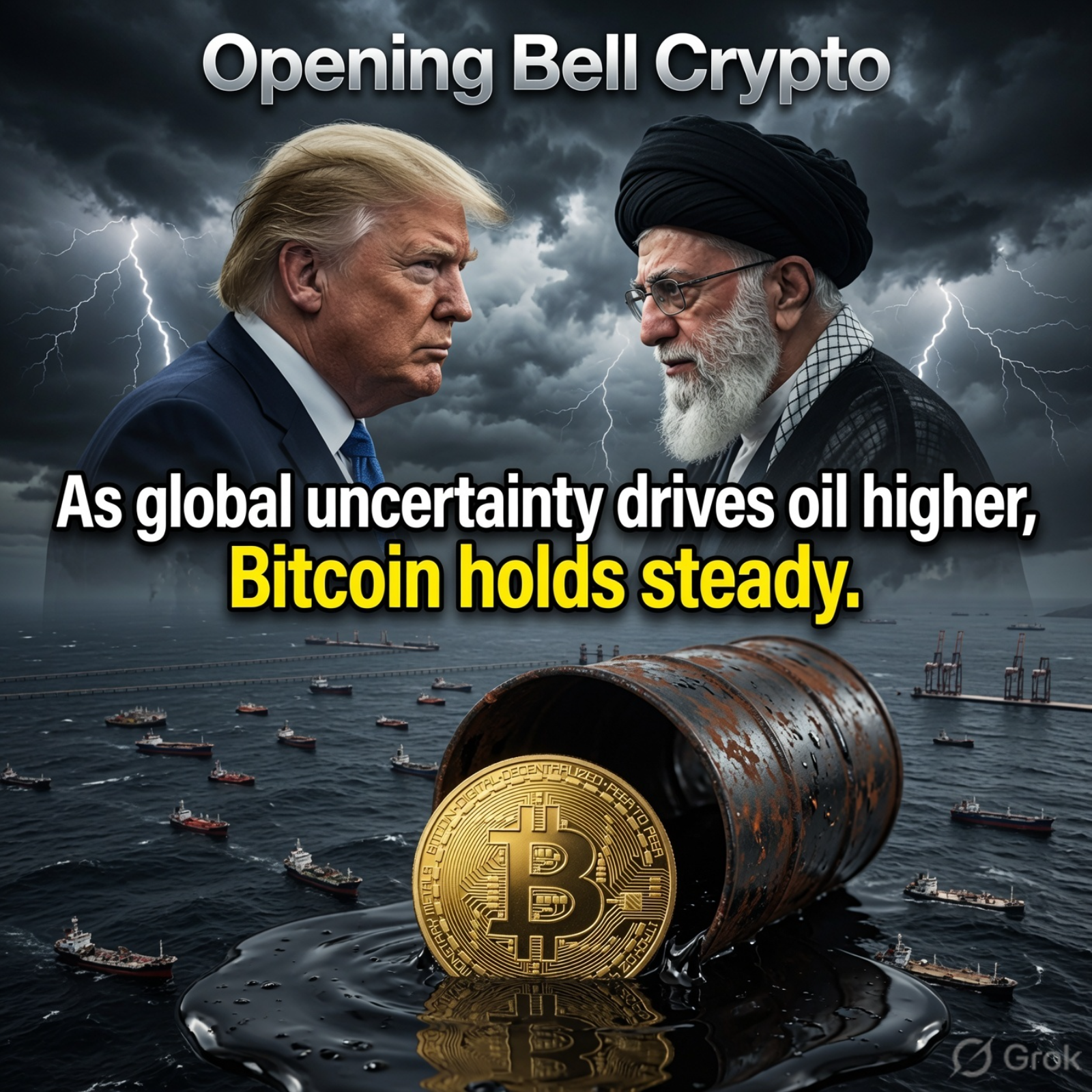 Opening Bell Crypto: Oil Spikes as Bitcoin Holds Steady episode artwork