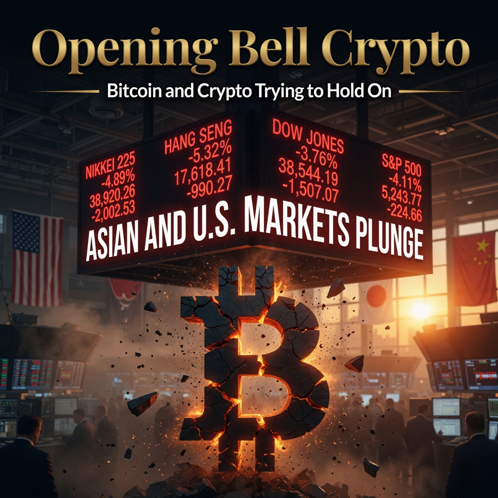 Opening Bell Crypto: Asian & U.S. Markets Plunge, Bitcoin Holds On episode artwork