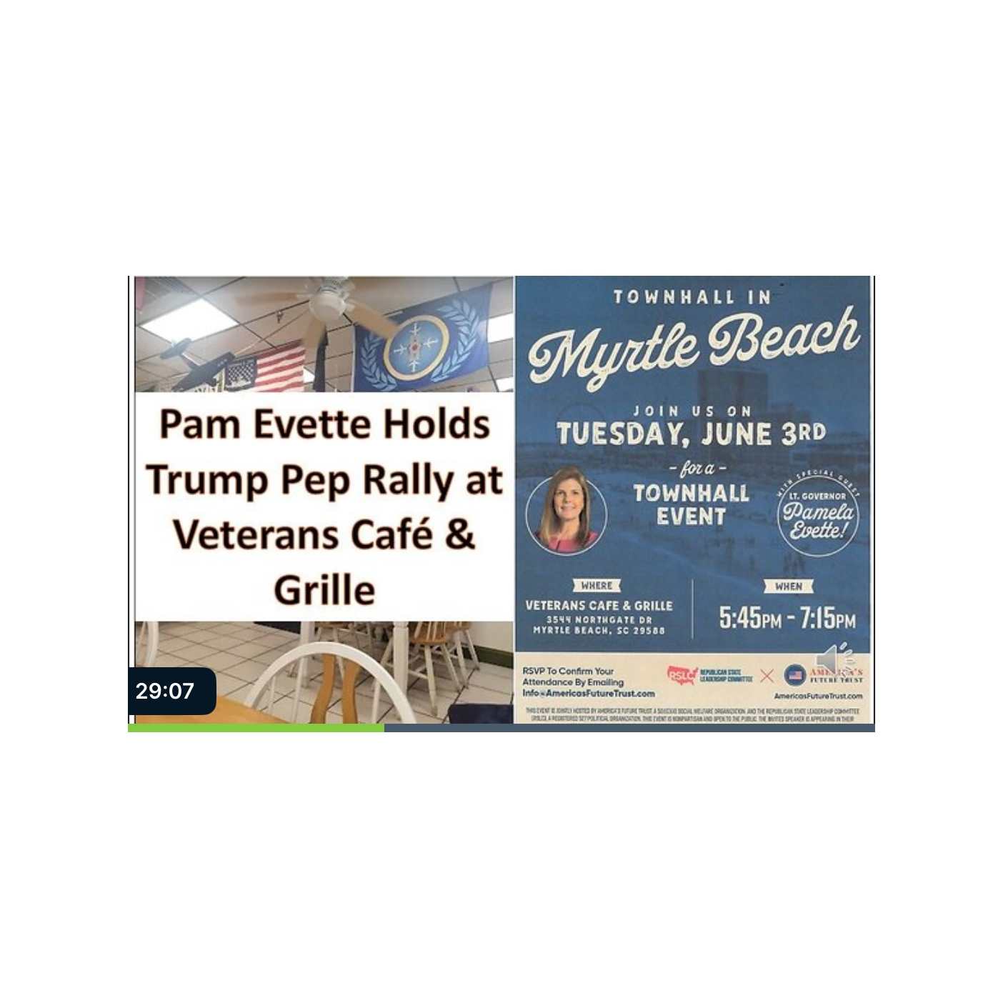 Pam Evette Holds Trump Pep Rally at Veterans Cafe & Grille