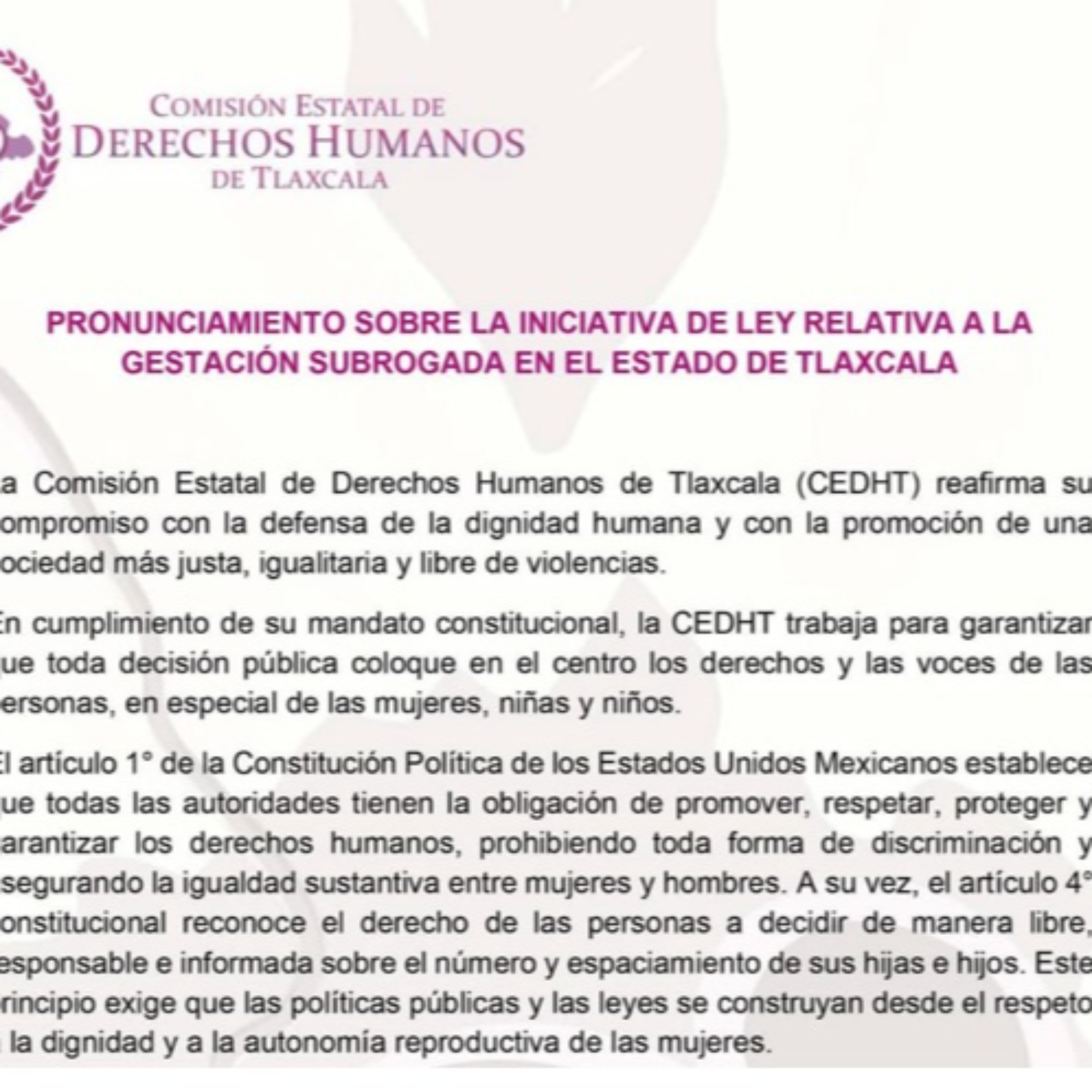 CEDHT LLAMA AL CONGRESO A ABRIR EL DEBATE SOBRE GESTACIÓN SUBROGADA CON RIGOR CIENTÍFICO, ÉTICO Y JURÍDICO ⚖️👩‍⚕️👶