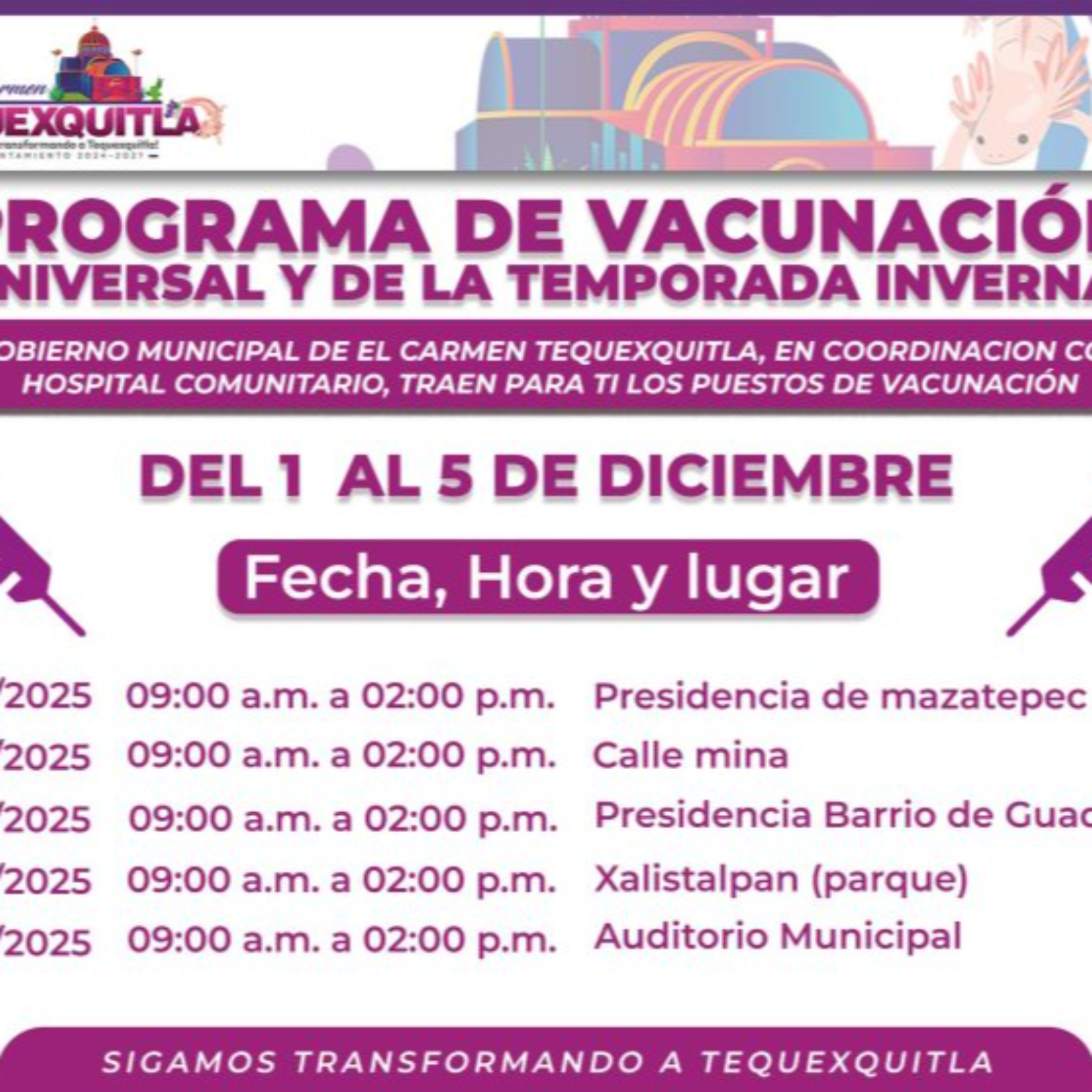 ARRANCA JORNADA DE VACUNACIÓN EN EL CARMEN TEQUEXQUITLA, PERO CON UNA DIFUSIÓN LIMITADA QUE PODRÍA AFECTAR SU IMPACTO 💉⚠️😠