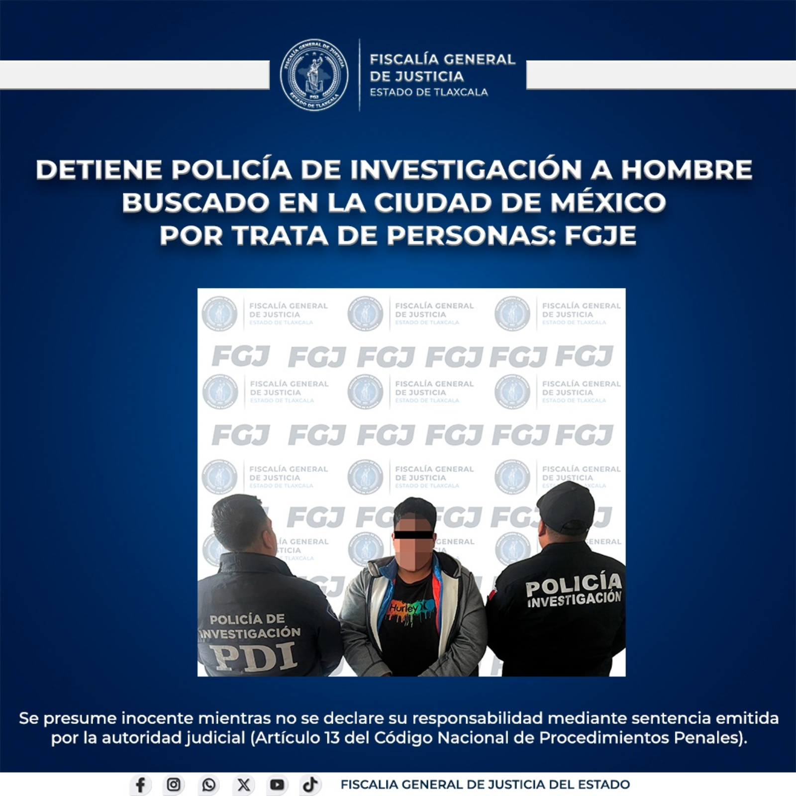 CUMPLIMENTAN EN TLAXCALA ORDEN DE REAPREHENSIÓN POR TRATA DE PERSONAS