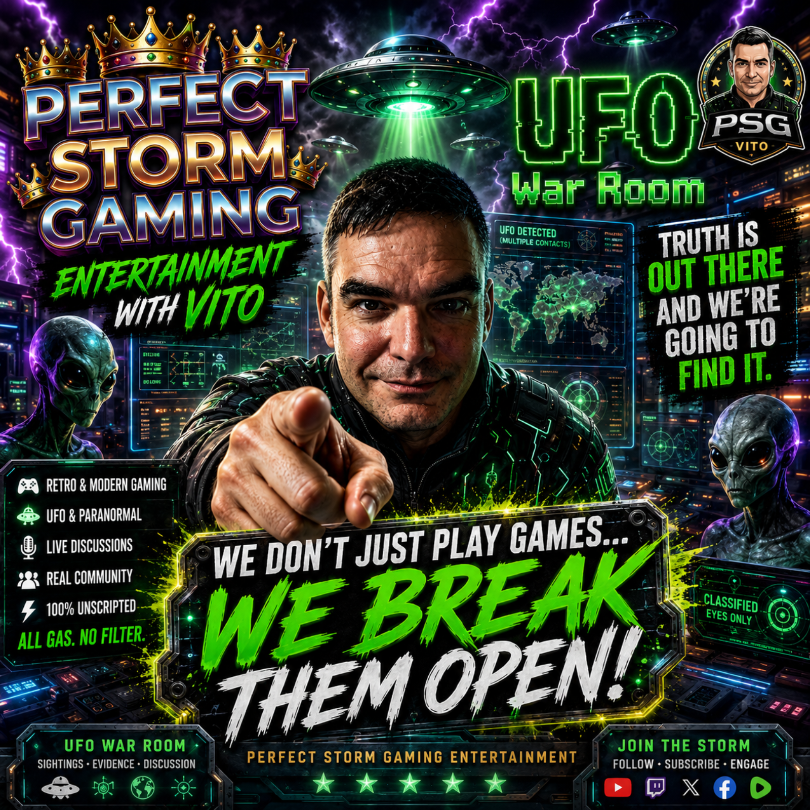 Perfect Storm Gaming Entertainment With VITO Retro Gaming UFO's & MORE cover art