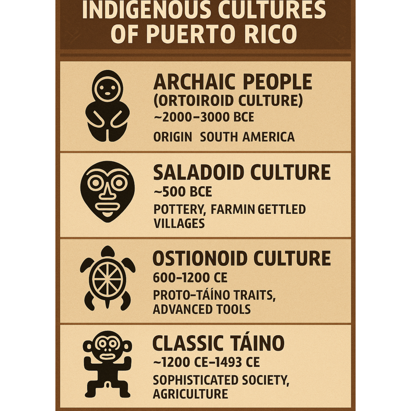 Before the Taíno, several earlier Indigenous cultures lived in Puerto Rico, each contributing to the island's pre-Columbian history. 