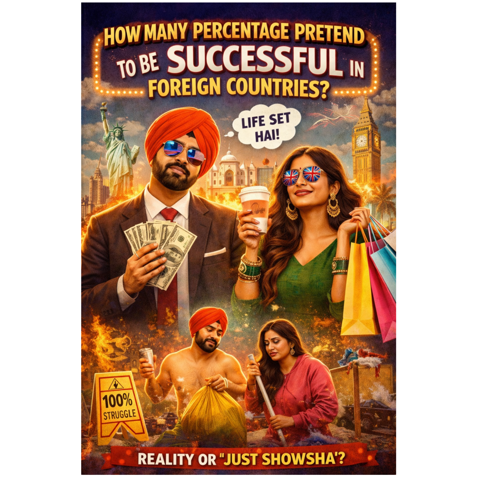 ਕਿੰਨੇ ਫੀਸਦੀ ਲੋਕ ਵਿਦੇਸ਼ ’ਚ ਸਿਰਫ਼ ਕਾਮਯਾਬ ਹੋਣ ਦਾ ਢੋਂਗ ਕਰਦੇ ਨੇ?