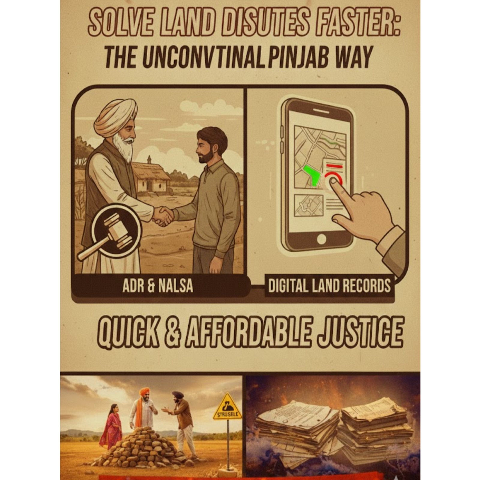ਪੁਰਾਣੀਆਂ ਜ਼ਮੀਨੀ ਝਗੜਿਆਂ ਨੂੰ ਹੱਲ ਕਰਨ ਦੇ ਅਣਜਾਣ ਤਰੀਕੇ: ,Solve Land Disputes Faster: ADR, NALSA & Digital Land Records