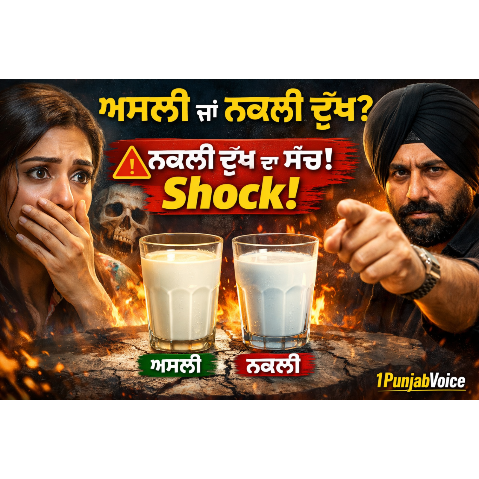 ਅਸਲੀ ਅਤੇ ਨਕਲੀ ਦੁੱਧ ਦੀ ਪਛਾਣ ਕਿਵੇਂ ਕਰੀਏ?How to Identify Fake Milk | Real vs Fake Milk Tests | Punjabi | 1PunjabVoice