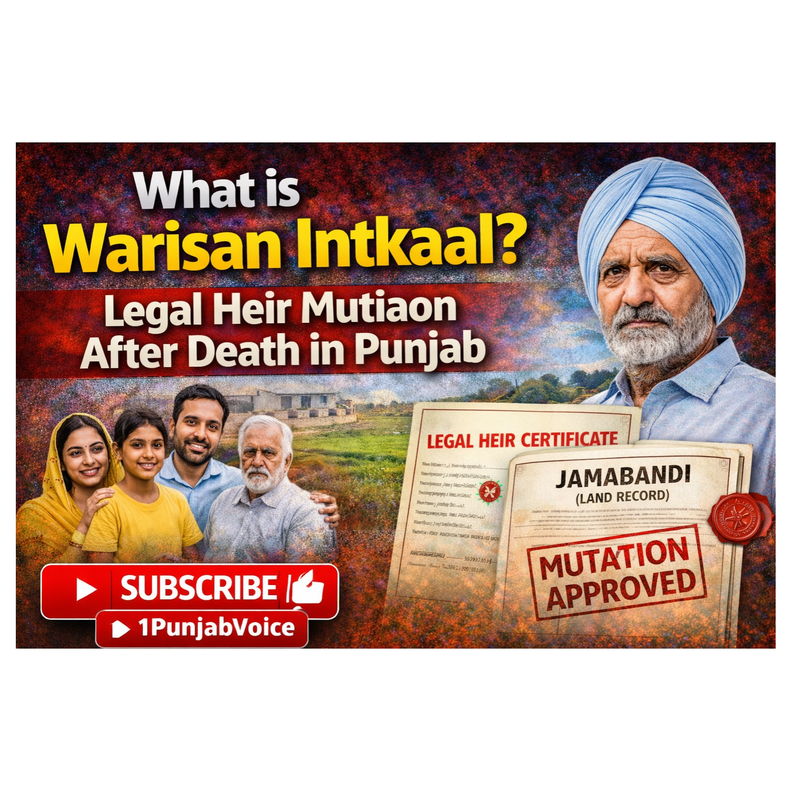 ਵਾਰਿਸਾਨ ਇੰਤਕਾਲ ਕੀ ਹੁੰਦਾ ਹੈ?What is Warisan Intkaal? Mutation Process After Death in Punjab