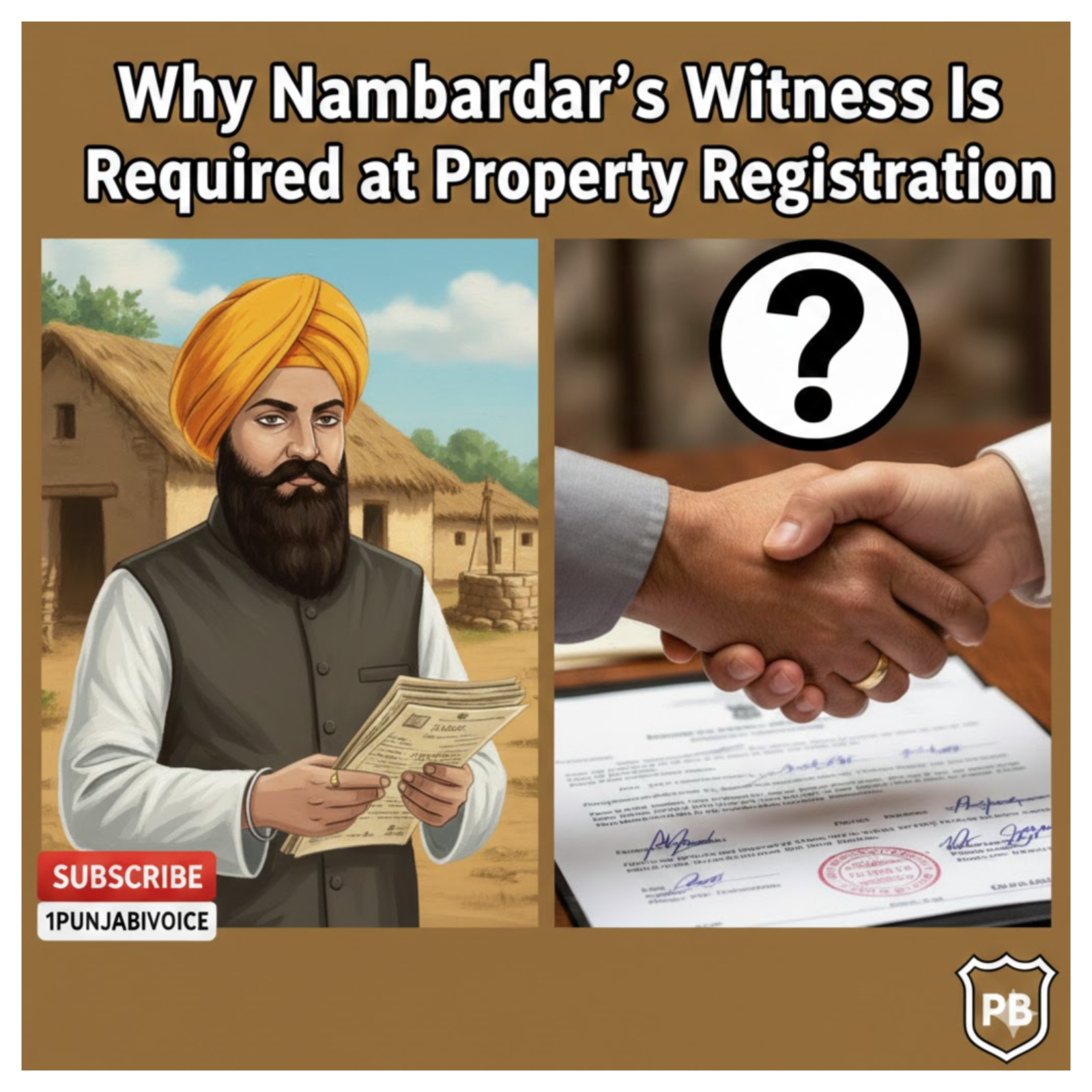 ਰਜਿਸਟਰੀ ਵੇਲੇ ਨੰਬਰਦਾਰ ਦੀ ਗਵਾਹੀ ਕਿਉਂ ਜ਼ਰੂਰੀ ਹੁੰਦੀ ਹੈ?Why Nambardar’s Witness Is Required at Property Registration