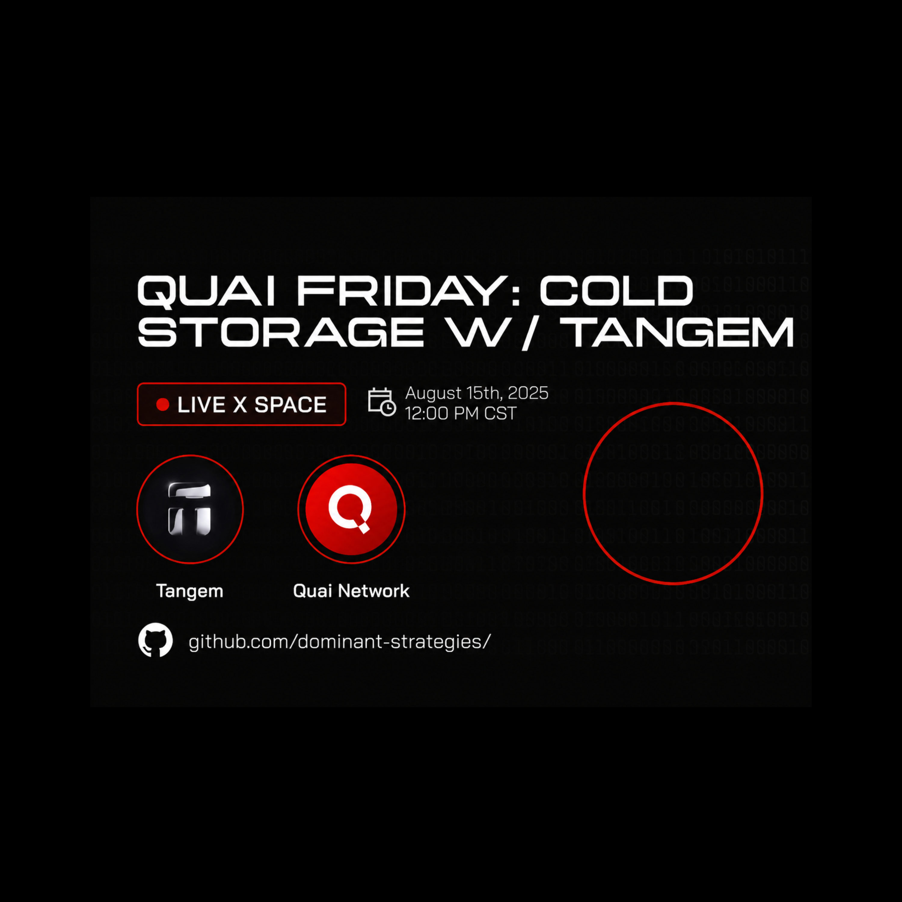 Aug 15, 2025 | Quai Friday – All About Cold Storage with Tangem Wallet | Quai Network X-Space AMA  episode artwork