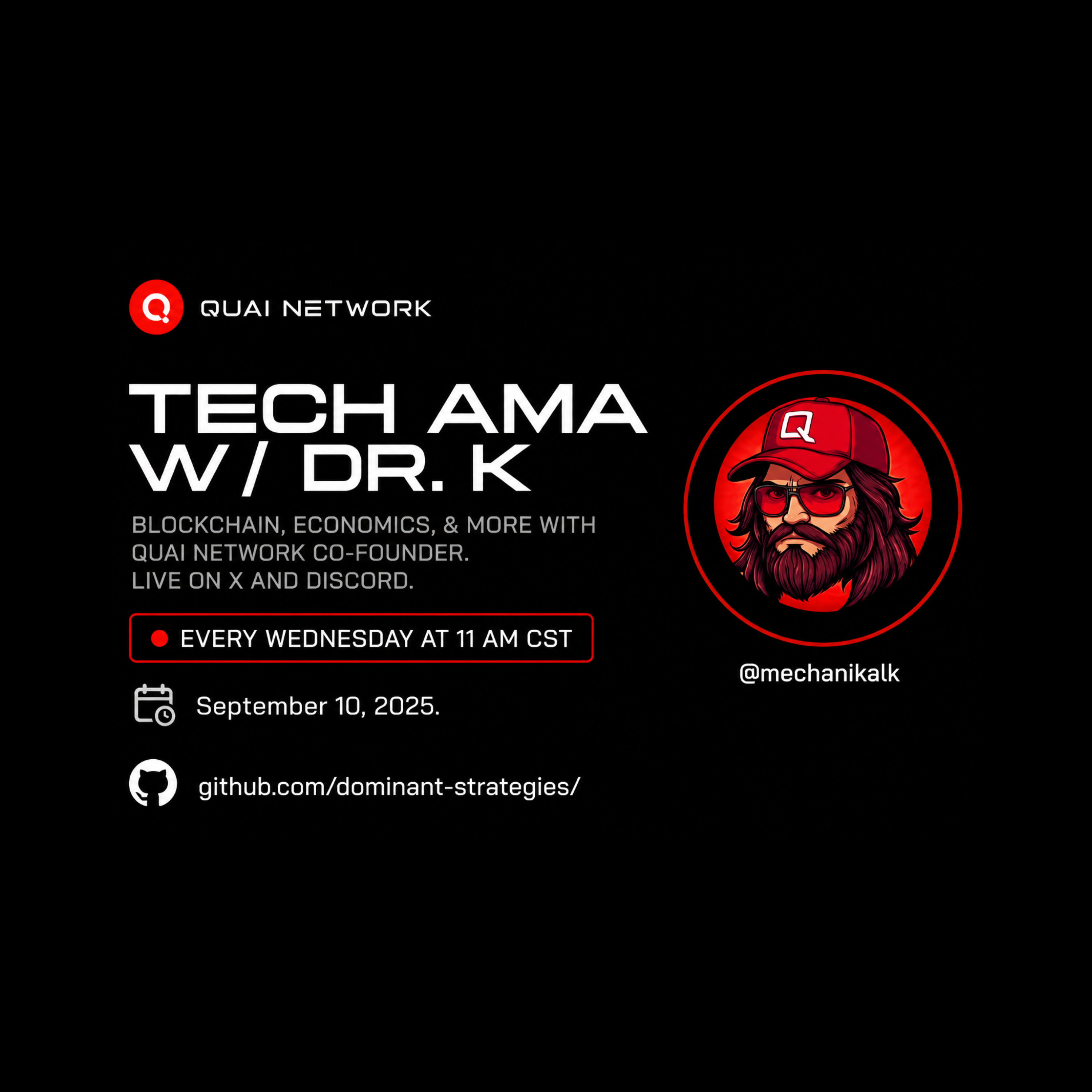 Sep 10, 2025 | Tech AMA with Dr. K – Crypto, Economics, Quai Network | Quai Network X-Space AMA  episode artwork
