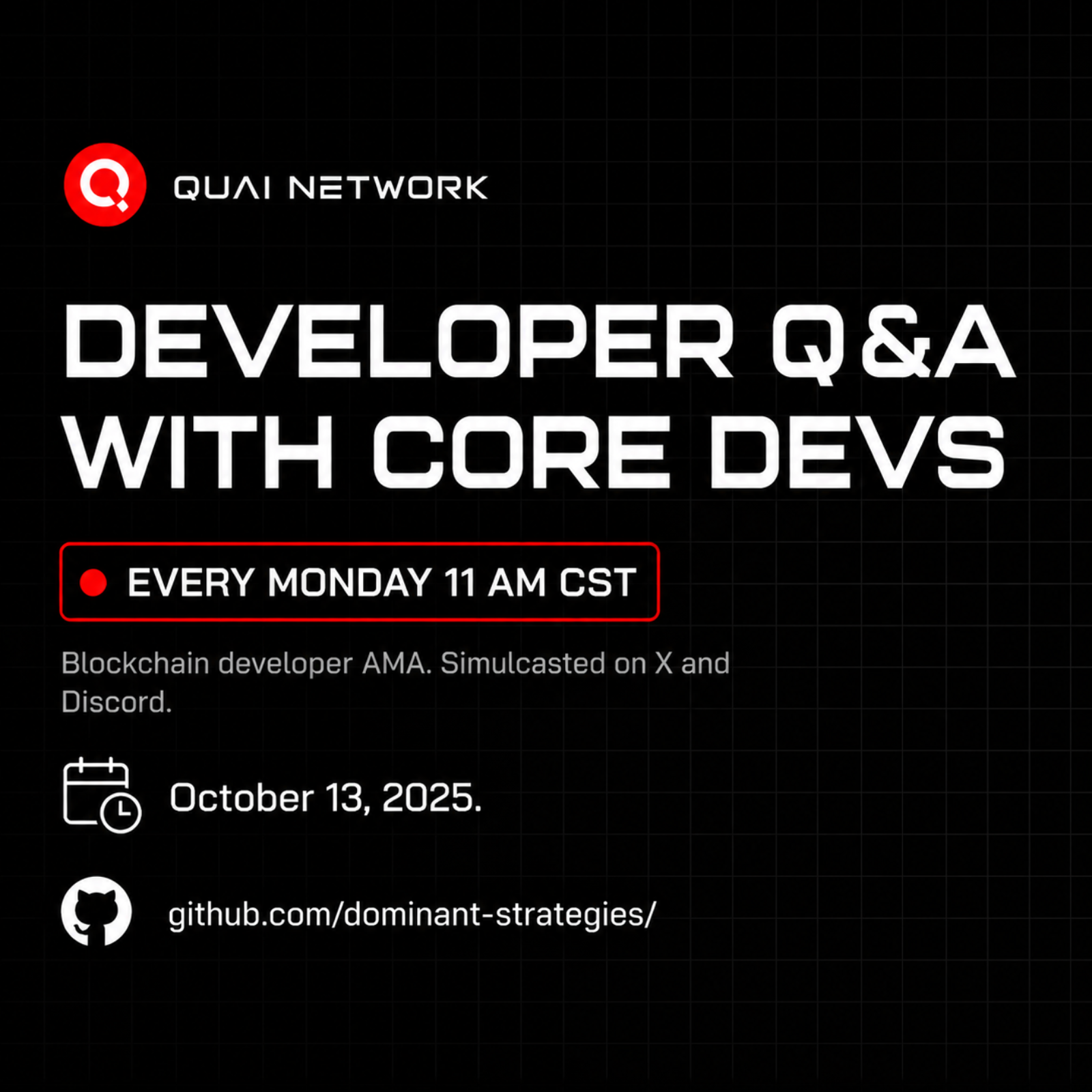 Oct 13, 2025 | Developer AMA on Quai Network Blockchain Architecture | Quai Network X-Space AMA episode artwork