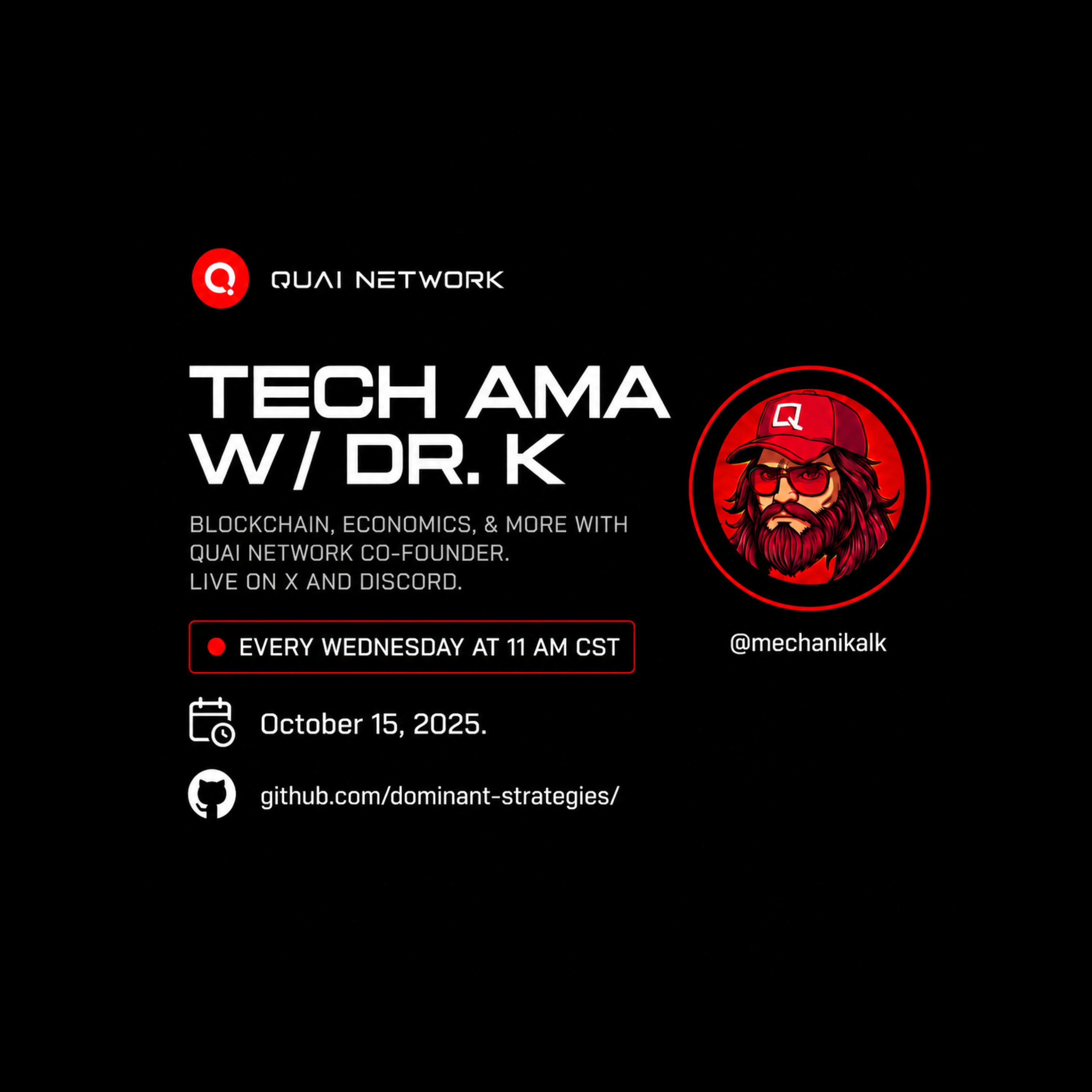 Oct 15, 2025 | Tech AMA with Dr. K - Proof of Work with Buybacks (SOAP) | Quai Network X-Space AMA episode artwork