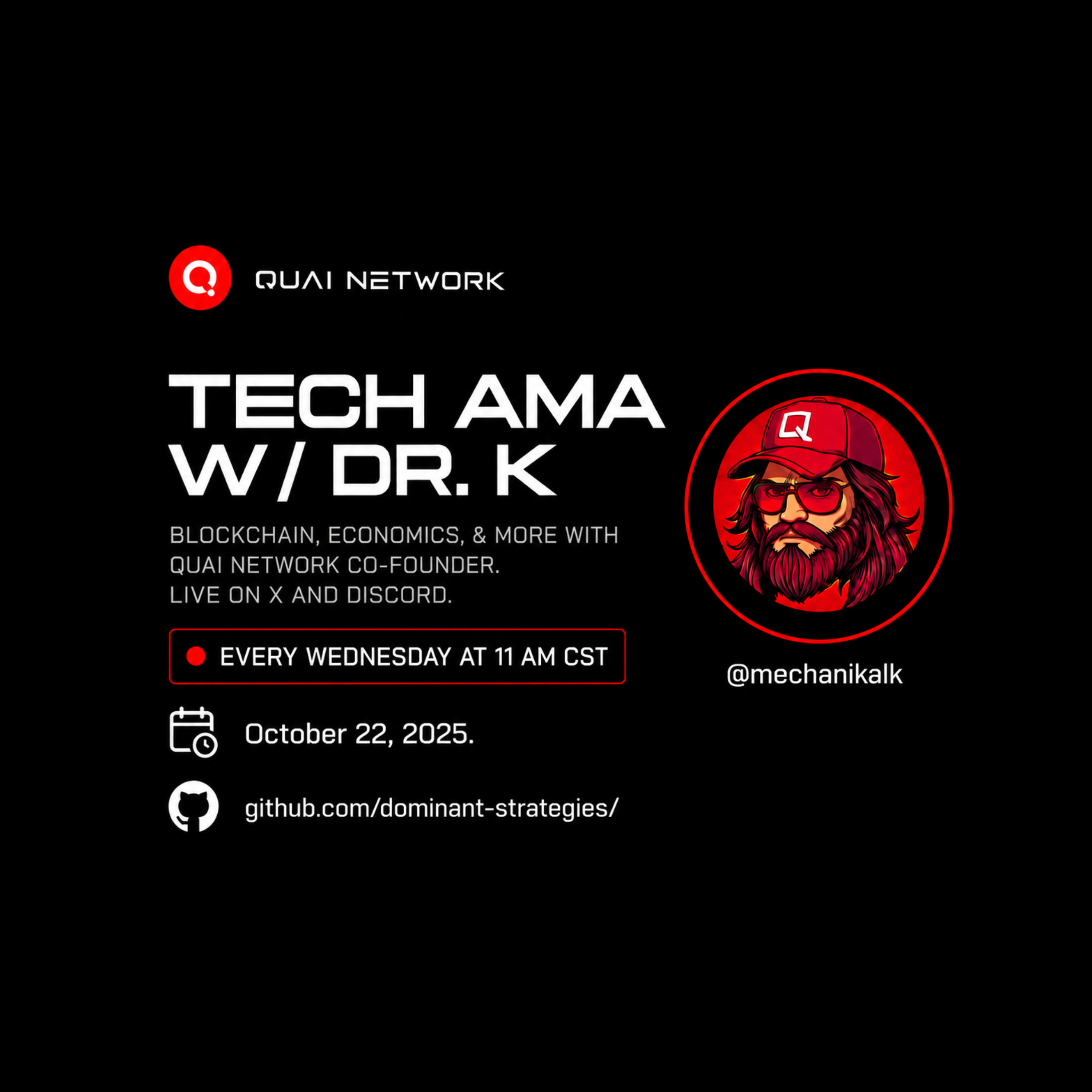 Oct 22, 2025 | Tech AMA with Dr. K - PoW with Buybacks, Mining Incentives, Dual-token Design | Quai Network X-Space AMA  episode artwork