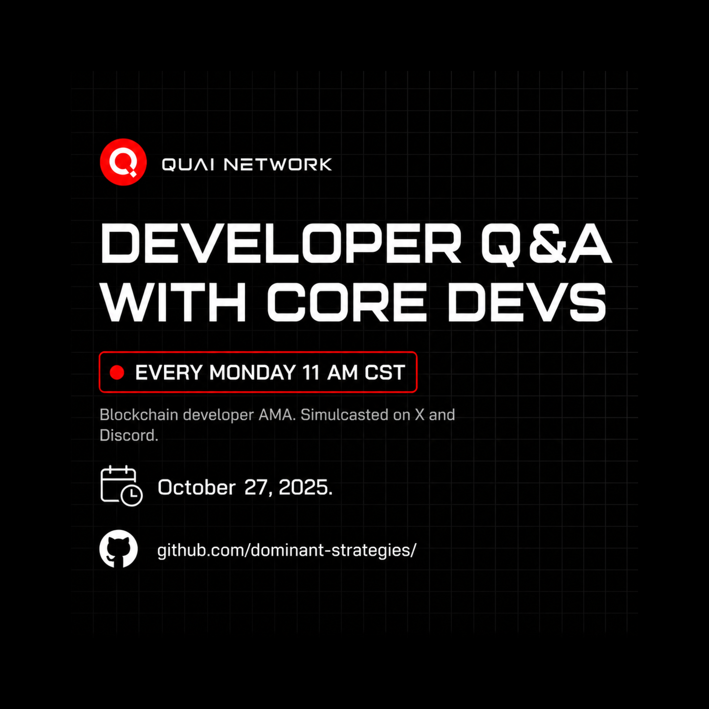 Oct 27, 2025 | Developer AMA - Sharding, Privacy, Tokenomics, and Mining in Crypto | Quai Network X-Space AMA  episode artwork