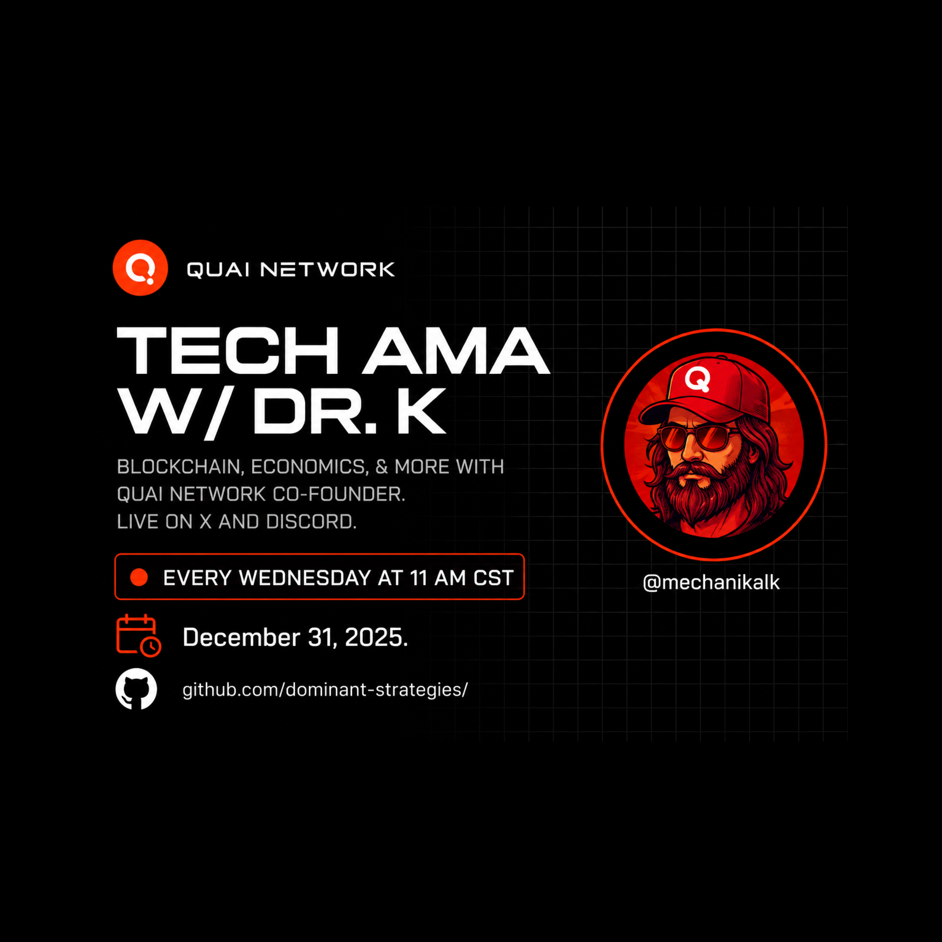 Dec 31, 2025 | Tech AMA with Dr. K | Quai Network X-Space AMA episode artwork