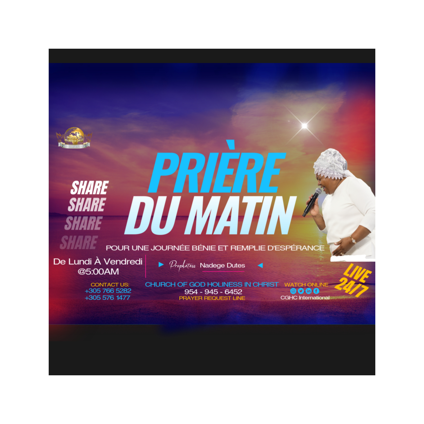 RADIO TELE D'HONNEUR | POUR UNE JOURNÉE BÉNIE ET REMPLIE D'ESPÉRANCE |PRIÈRE DU MATIN|DHONNEUR |CGHC