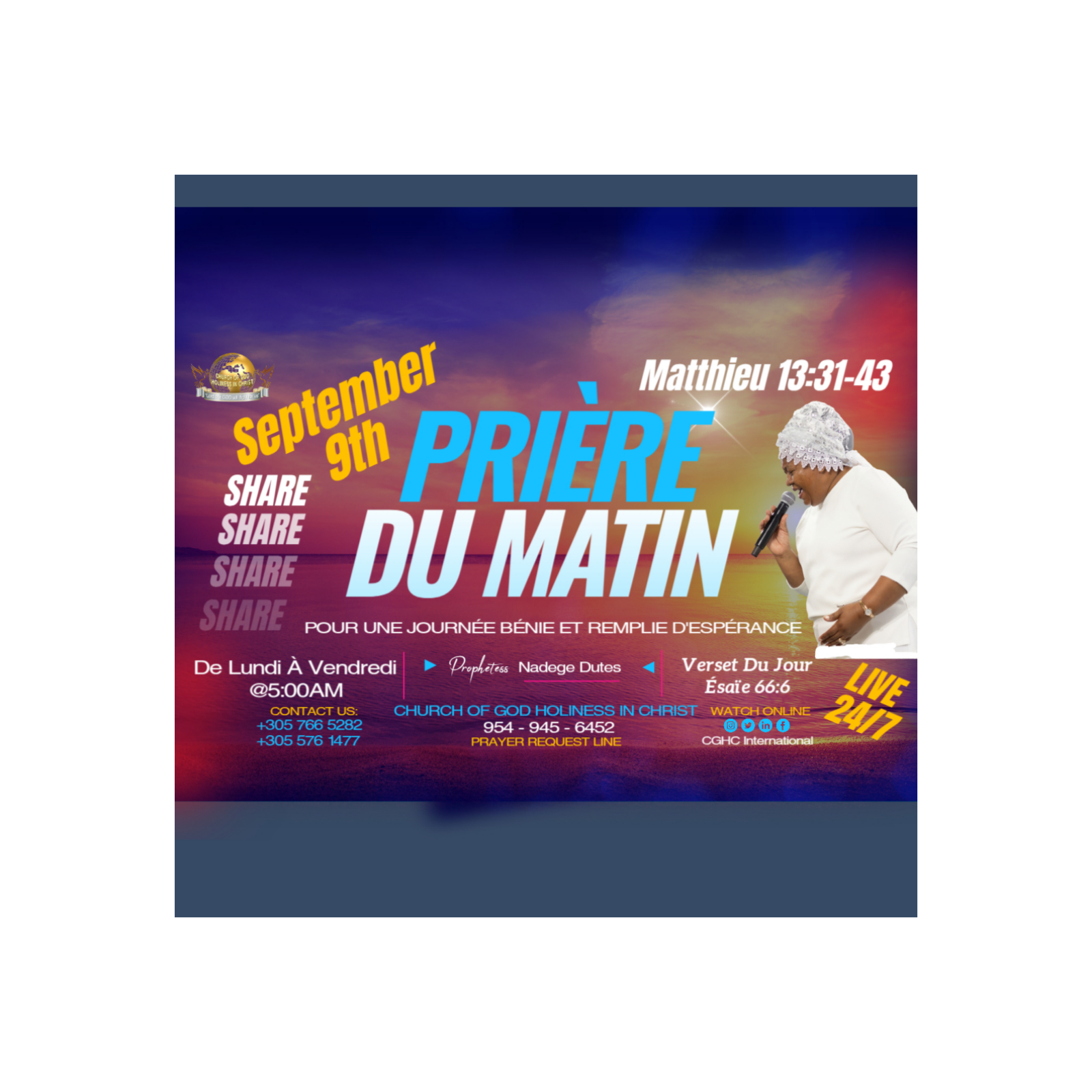 RADIO TELE D\'HONNEUR | POUR UNE JOURNÉE BÉNIE ET REMPLIE D\'ESPÉRANCE |PRIÈRE DU MATIN|DHONNEUR |CGHC