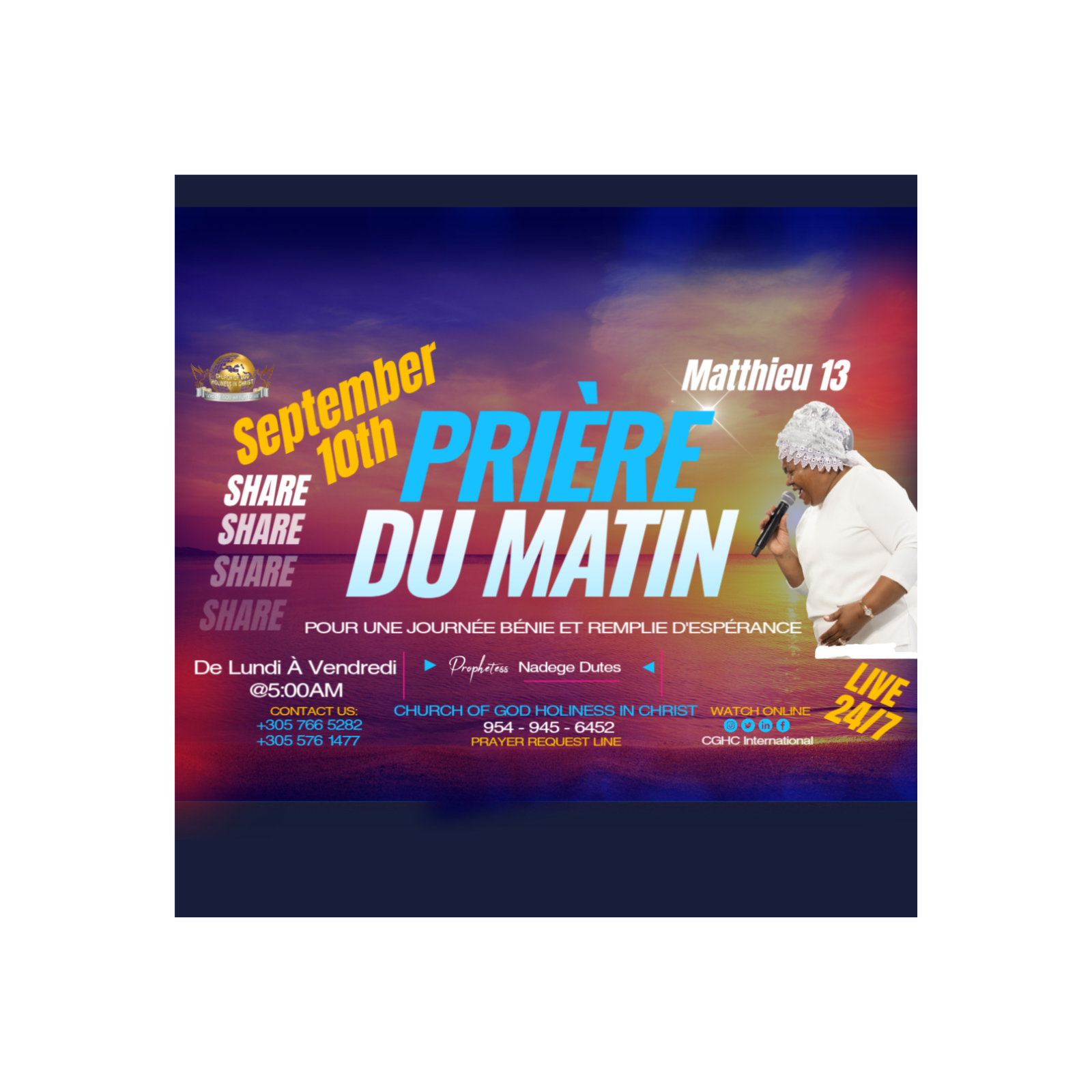 RADIO TELE D\'HONNEUR | POUR UNE JOURNÉE BÉNIE ET REMPLIE D\'ESPÉRANCE |PRIÈRE DU MATIN|DHONNEUR |CGHC