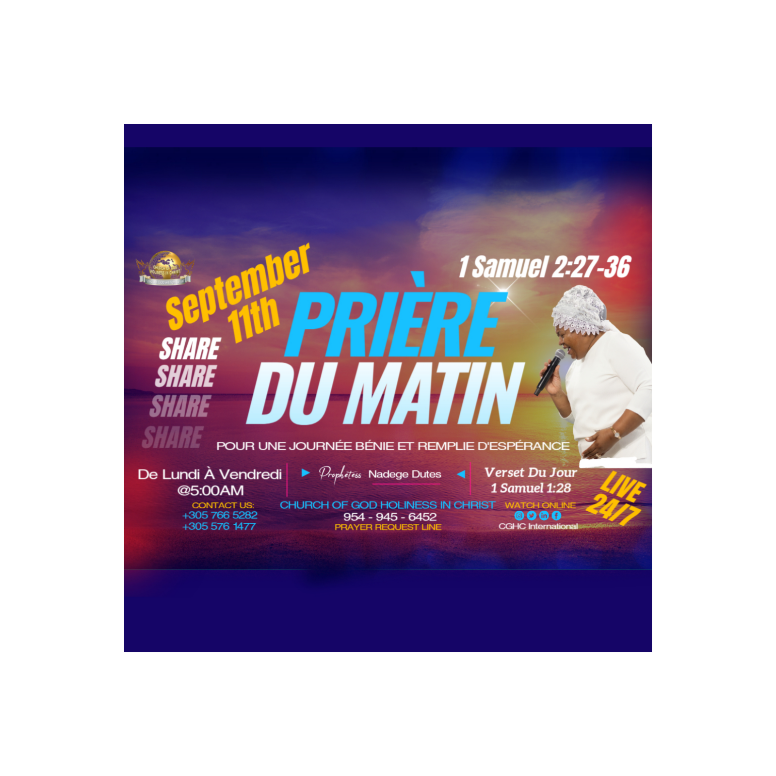 RADIO TELE D\'HONNEUR | POUR UNE JOURNÉE BÉNIE ET REMPLIE D\'ESPÉRANCE |PRIÈRE DU MATIN|DHONNEUR |CGHC