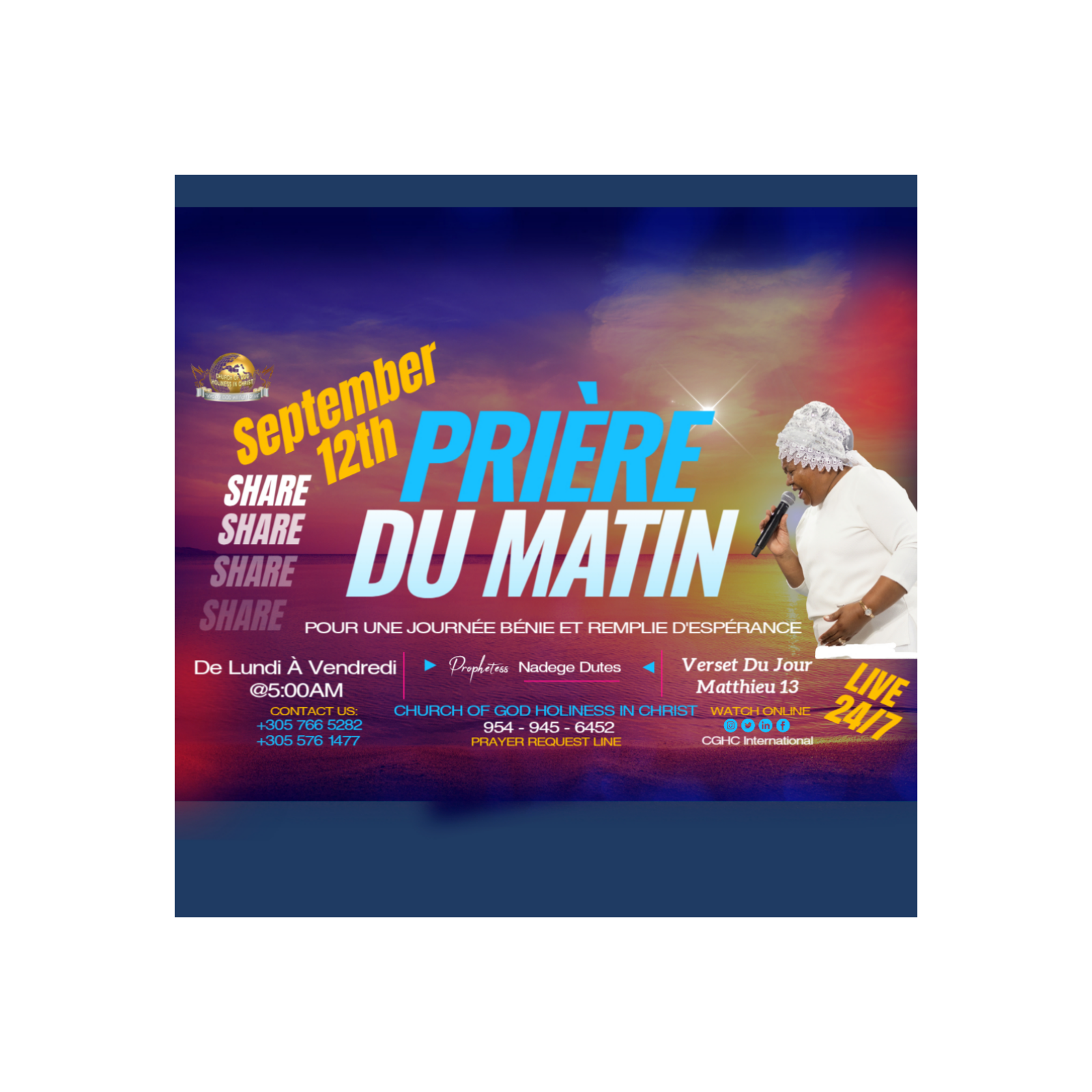 RADIO TELE D\'HONNEUR | POUR UNE JOURNÉE BÉNIE ET REMPLIE D\'ESPÉRANCE |PRIÈRE DU MATIN|DHONNEUR |CGHC