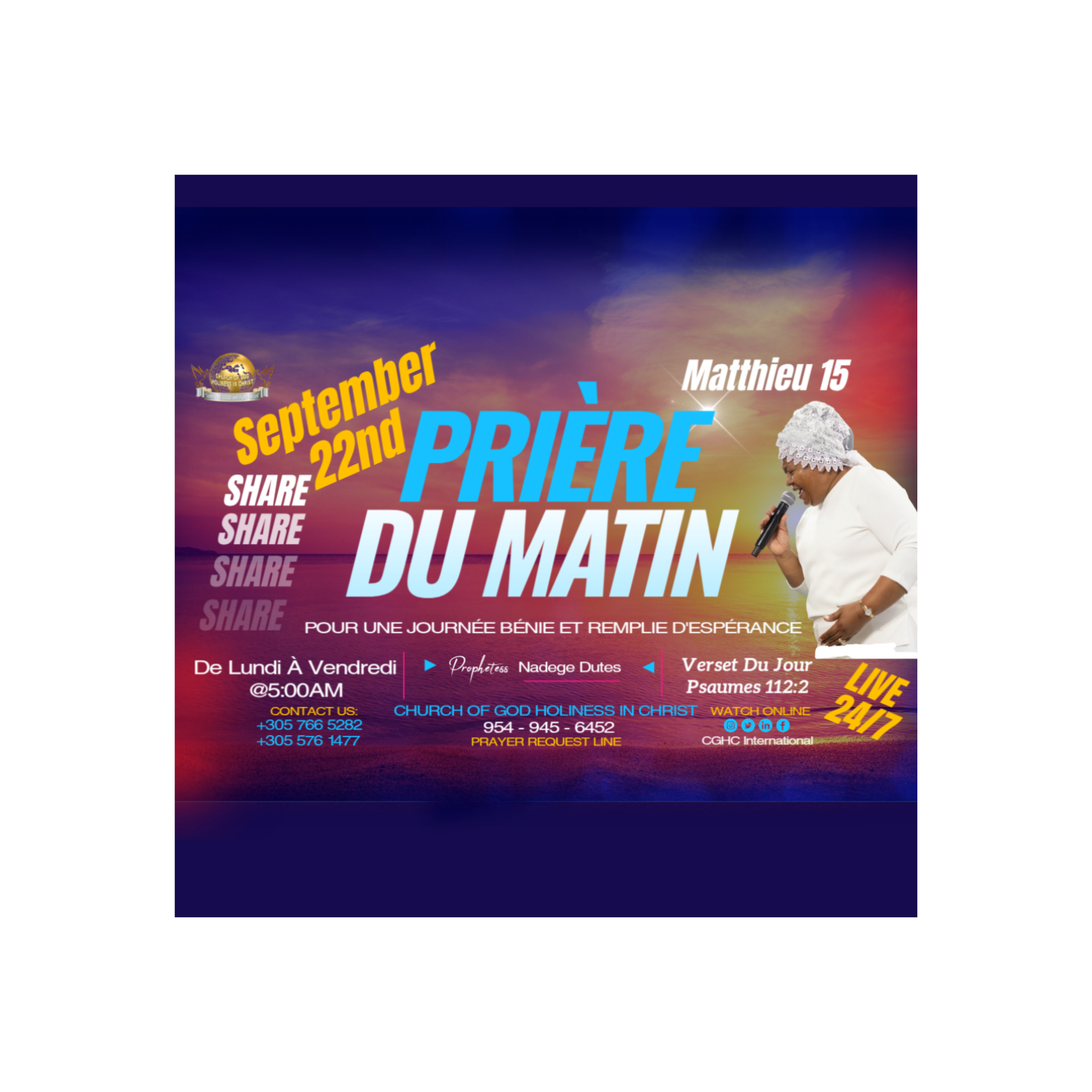 RADIO TELE D\'HONNEUR | POUR UNE JOURNÉE BÉNIE ET REMPLIE D\'ESPÉRANCE |PRIÈRE DU MATIN|DHONNEUR |CGHC