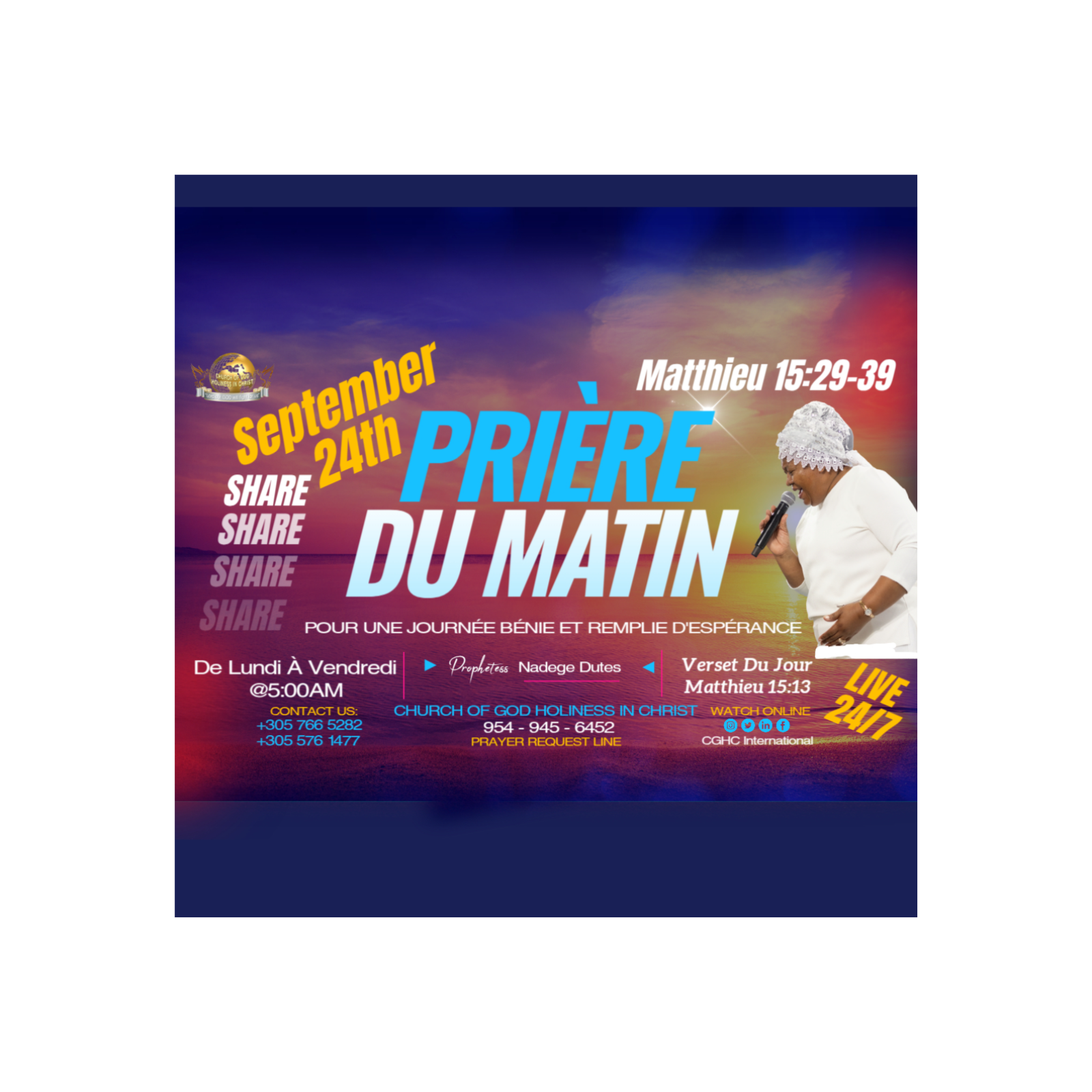 RADIO TELE D\'HONNEUR | POUR UNE JOURNÉE BÉNIE ET REMPLIE D\'ESPÉRANCE |PRIÈRE DU MATIN|DHONNEUR |CGHC