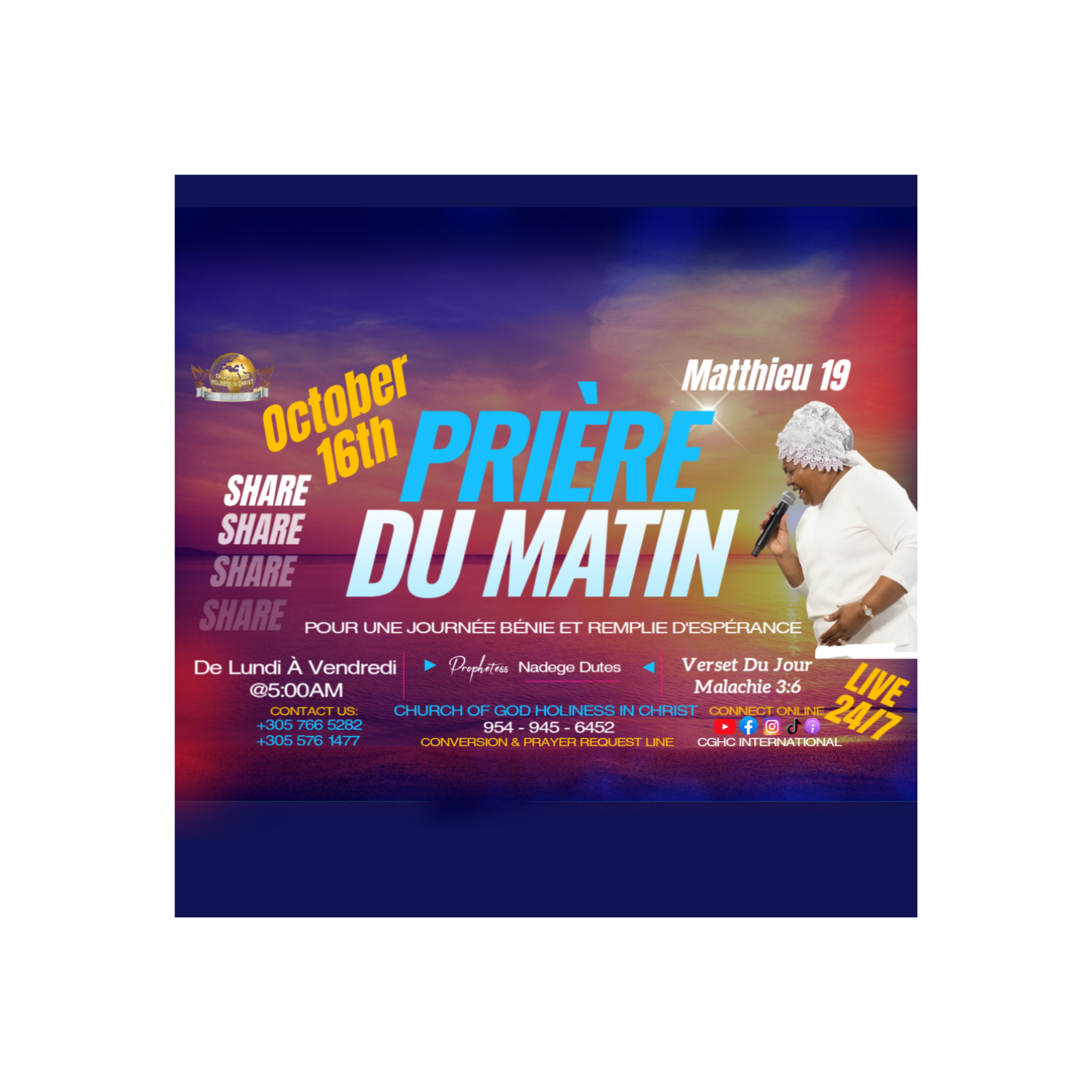 RADIO TELE D\'HONNEUR | POUR UNE JOURNÉE BÉNIE ET REMPLIE D\'ESPÉRANCE |PRIÈRE DU MATIN|DHONNEUR |CGHC