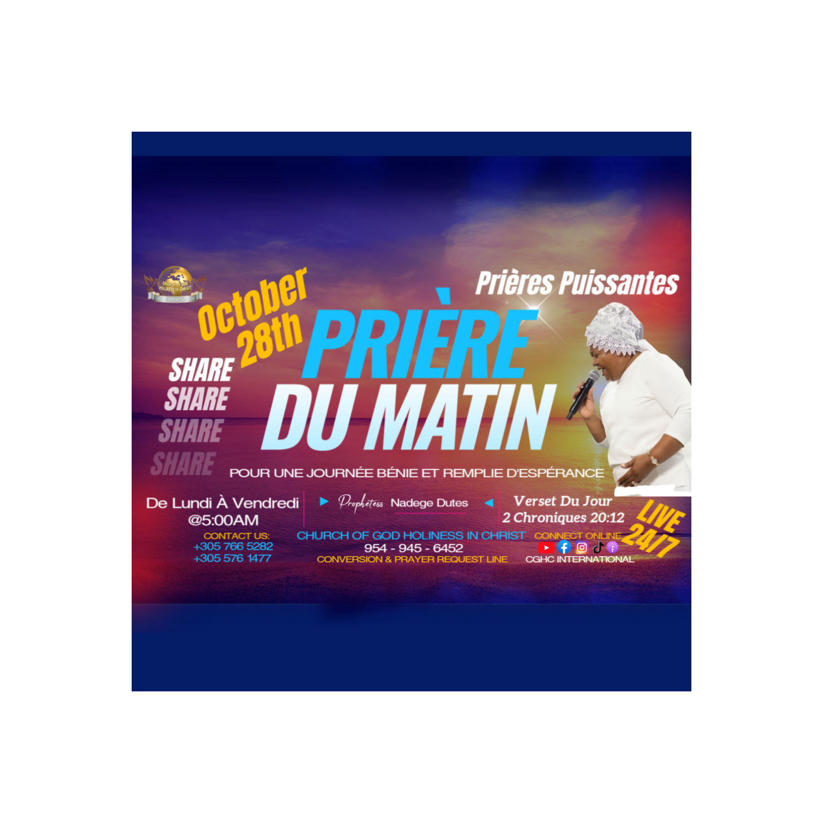 RADIO TELE D\'HONNEUR | POUR UNE JOURNÉE BÉNIE ET REMPLIE D\'ESPÉRANCE |PRIÈRE DU MATIN|DHONNEUR |CGHC