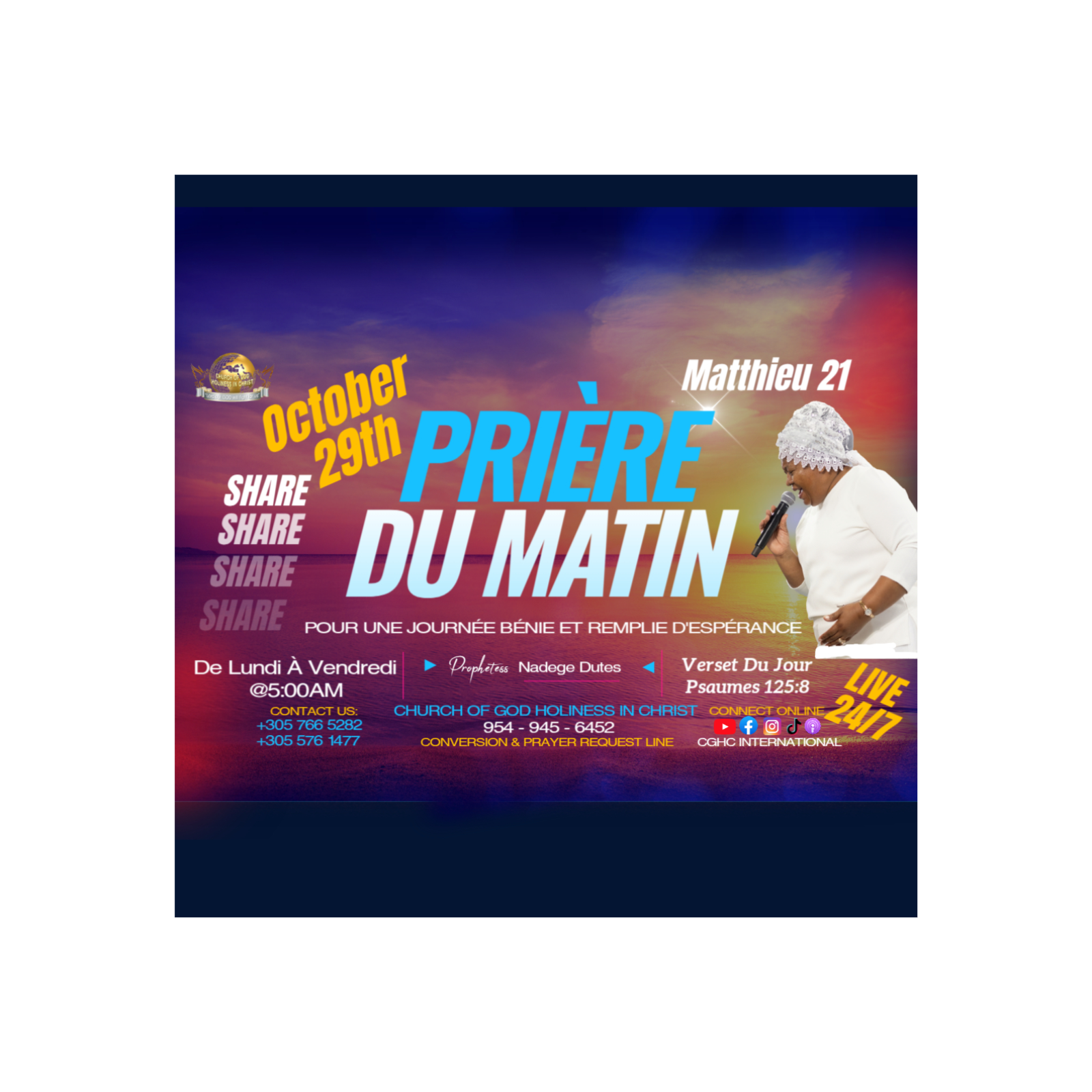 RADIO TELE D\'HONNEUR | POUR UNE JOURNÉE BÉNIE ET REMPLIE D\'ESPÉRANCE |PRIÈRE DU MATIN|DHONNEUR |CGHC