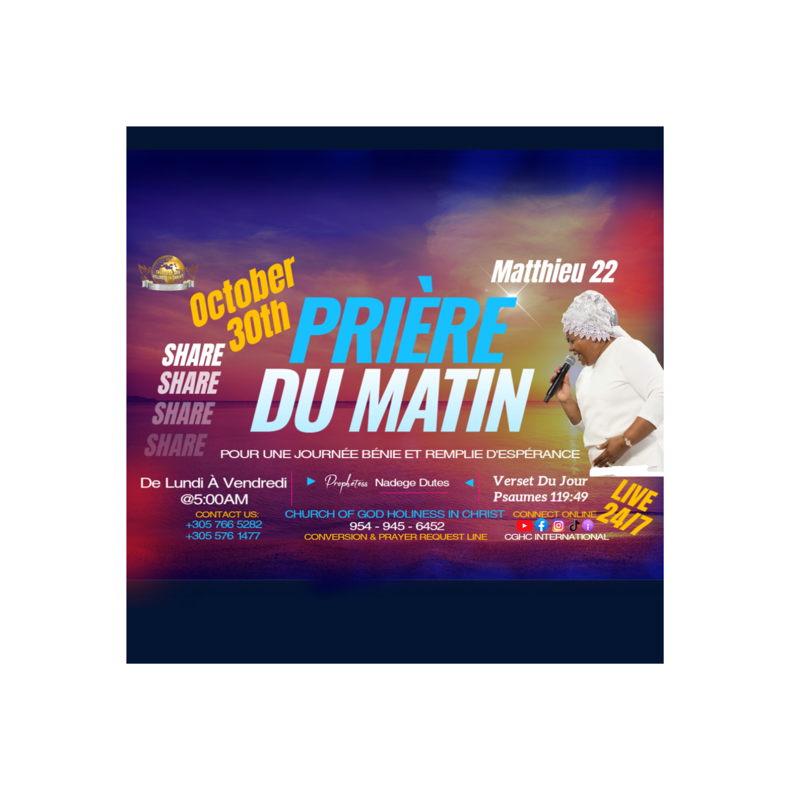 RADIO TELE D\'HONNEUR | POUR UNE JOURNÉE BÉNIE ET REMPLIE D\'ESPÉRANCE |PRIÈRE DU MATIN|DHONNEUR |CGHC