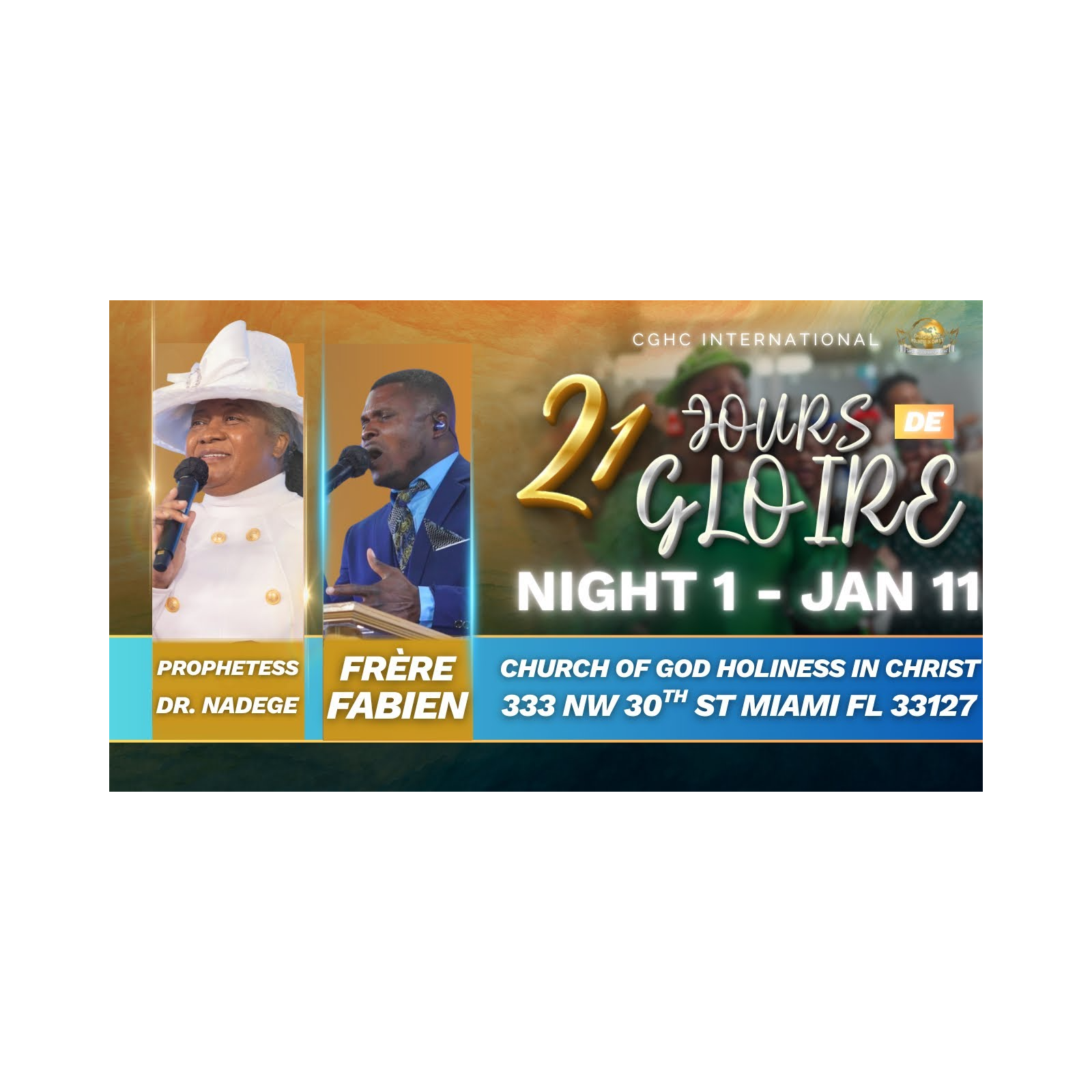 Night 1 Sunday | 21 Jours De GLOIRE À L'ÉTERNEL | Dr. Nadege Dutes | EGLISE DE DIEU SAINTETÉ EN CHRIST | 1.11.26