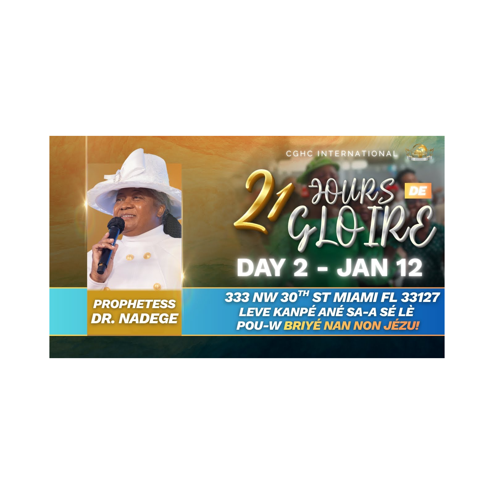 Day 2 | 21 Jours De GLOIRE À L'ÉTERNEL | Dr. Nadege Dutes | EGLISE DE DIEU SAINTETÉ EN CHRIST | 1.12.26