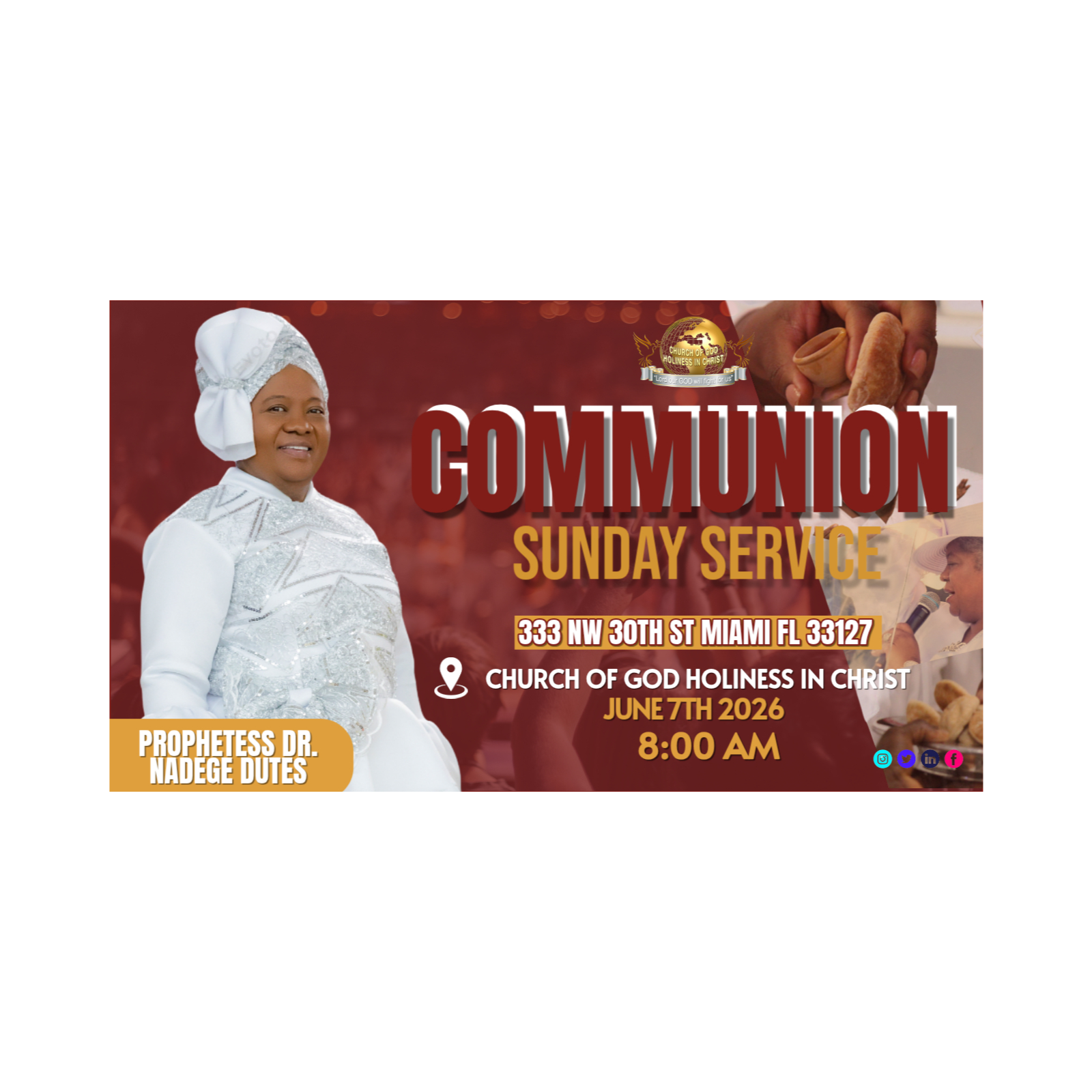 6.7.26 - Venez Au SAUVEUR QUI Vous Aime! | Prophetesse Dr Nadege Dutes | CGHC International | EGLISE DE DIEU SAINTETÉ EN CHRIST | Sunday Communion Service 6.7.2026