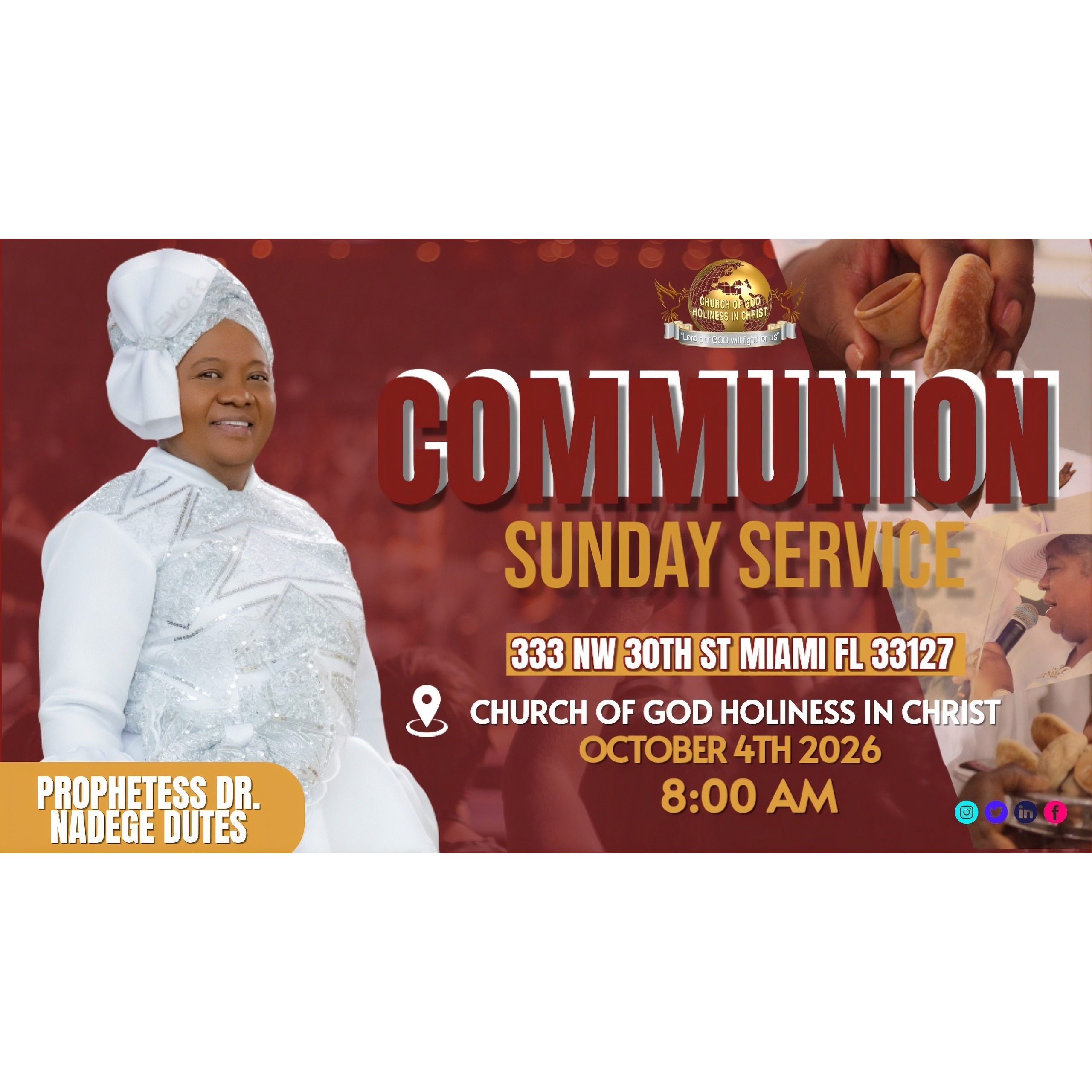 10.4.26 - Soeur Claudin (W),  Prophetesse Dr Nadege Dutes (W,P)| CGHC International | EGLISE DE DIEU SAINTETÉ EN CHRIST | Sunday Creole Communion Service 10.4.2026 episode artwork
